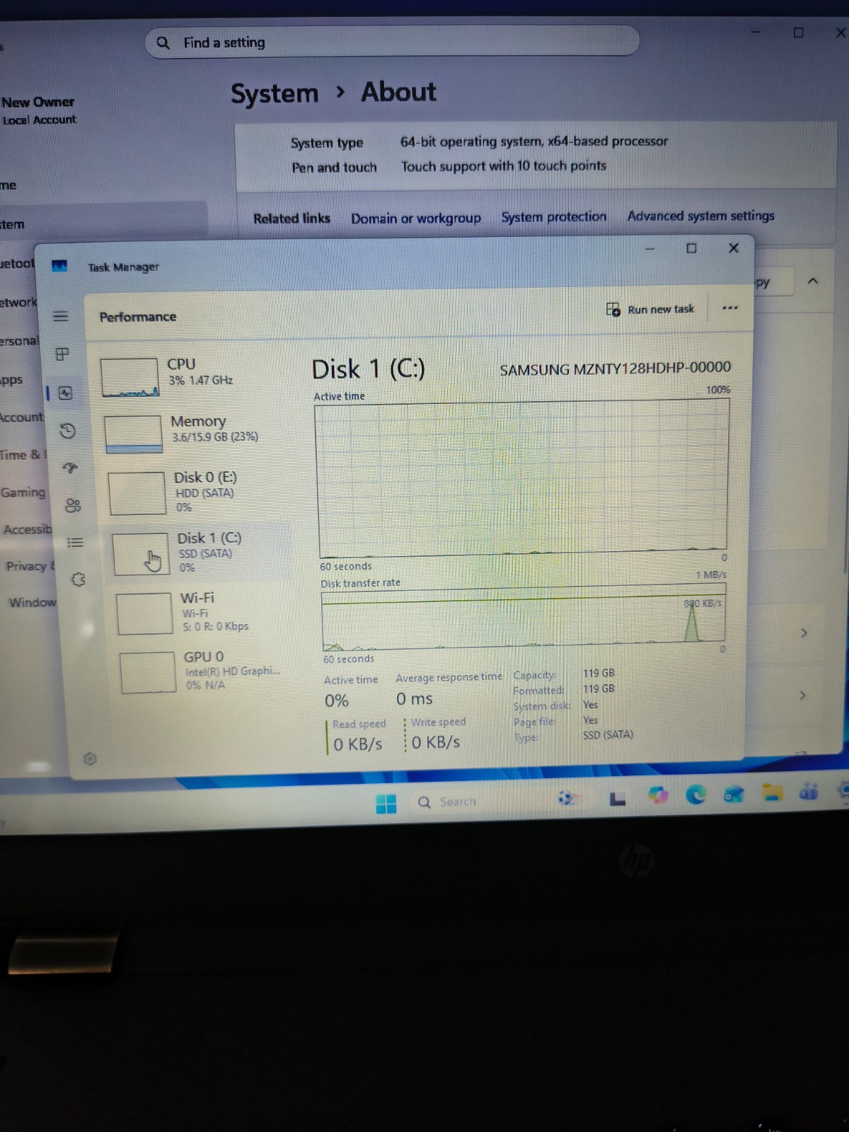 HP Notebook 17-bs004cy Core i3-7100U@2.50GHz 16GB Ram.128GB SSD+2TB HDD Win11Hm