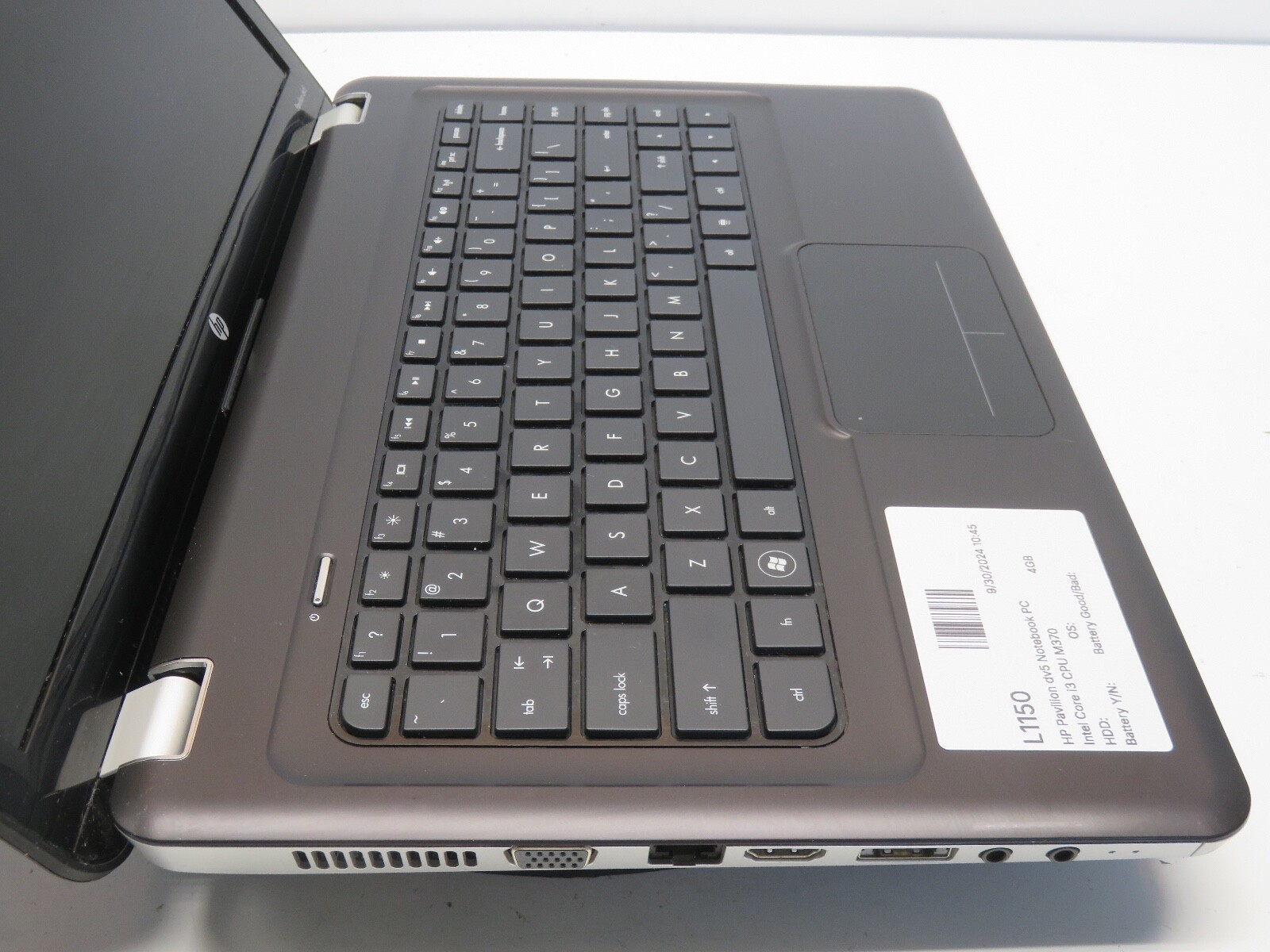 HP Pavilion dv5t-2100 Intel Core i3 CPU M370 2.40GHz 4GB NO HDD No Batt