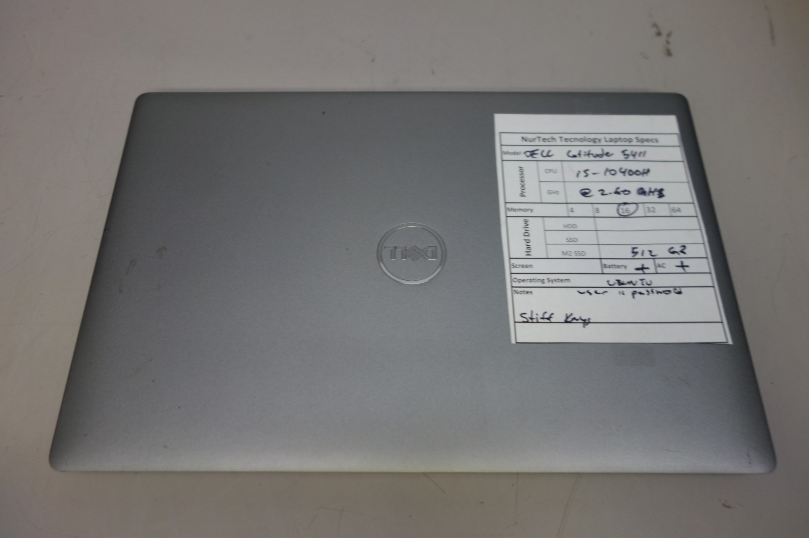 Dell Latitude 5411 14″ i5-10400H 2.6GHz 16GB/512GB M2 SSD UBUNTU Laptop + AC