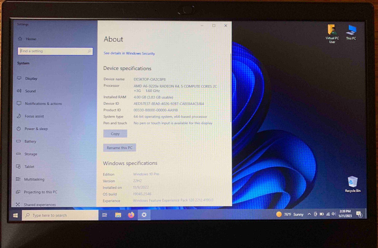 Lenovo IdeaPad 14″ (64GB,AMD A6,1.6 GHz,4GB RAM) Laptop – Grey – 81VS009GUS