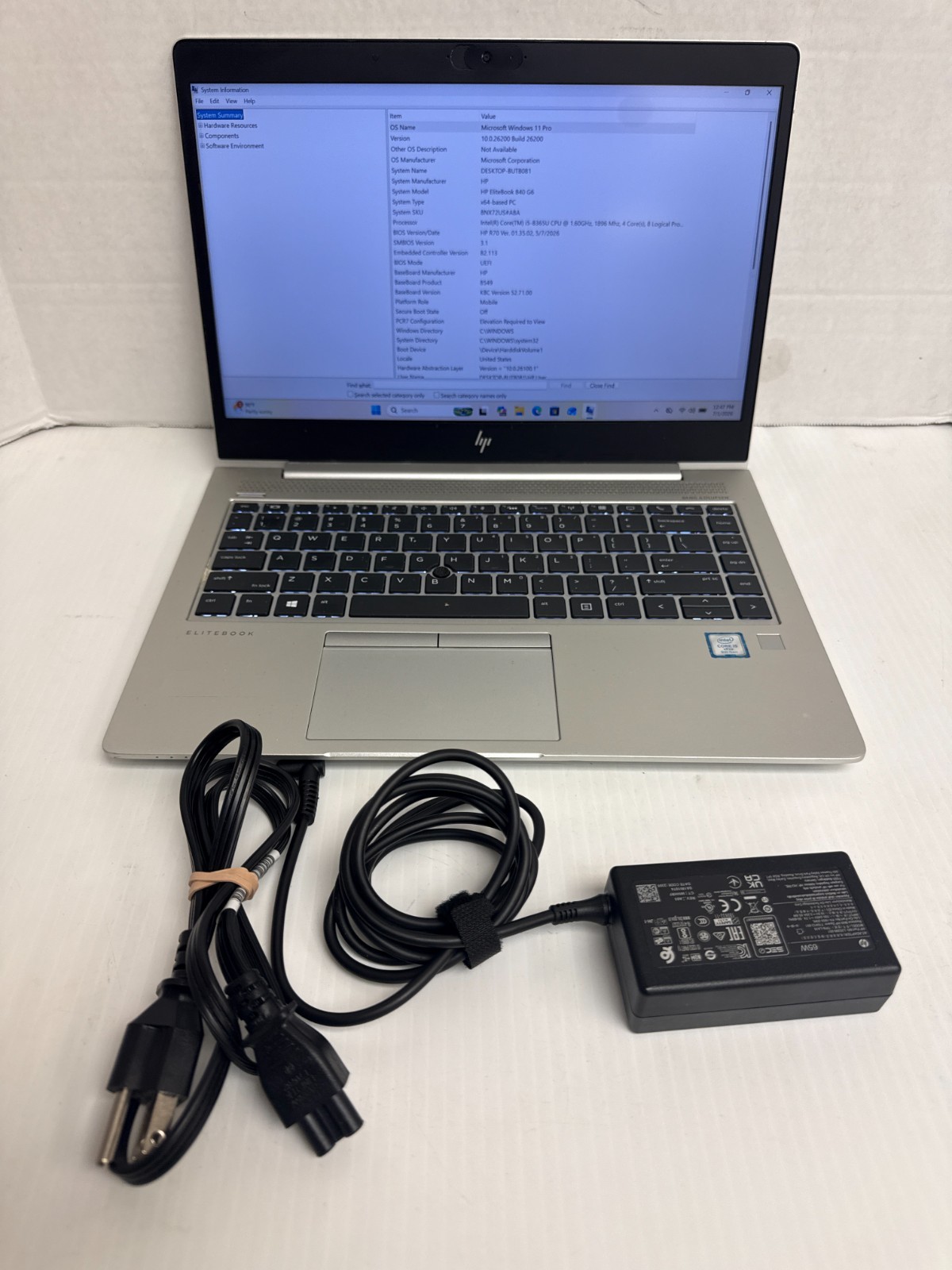 HP EliteBook 840 G6 Intel Core i5-8365U 1.60GHz 16GB 512GB Win 11 Pro *READ*