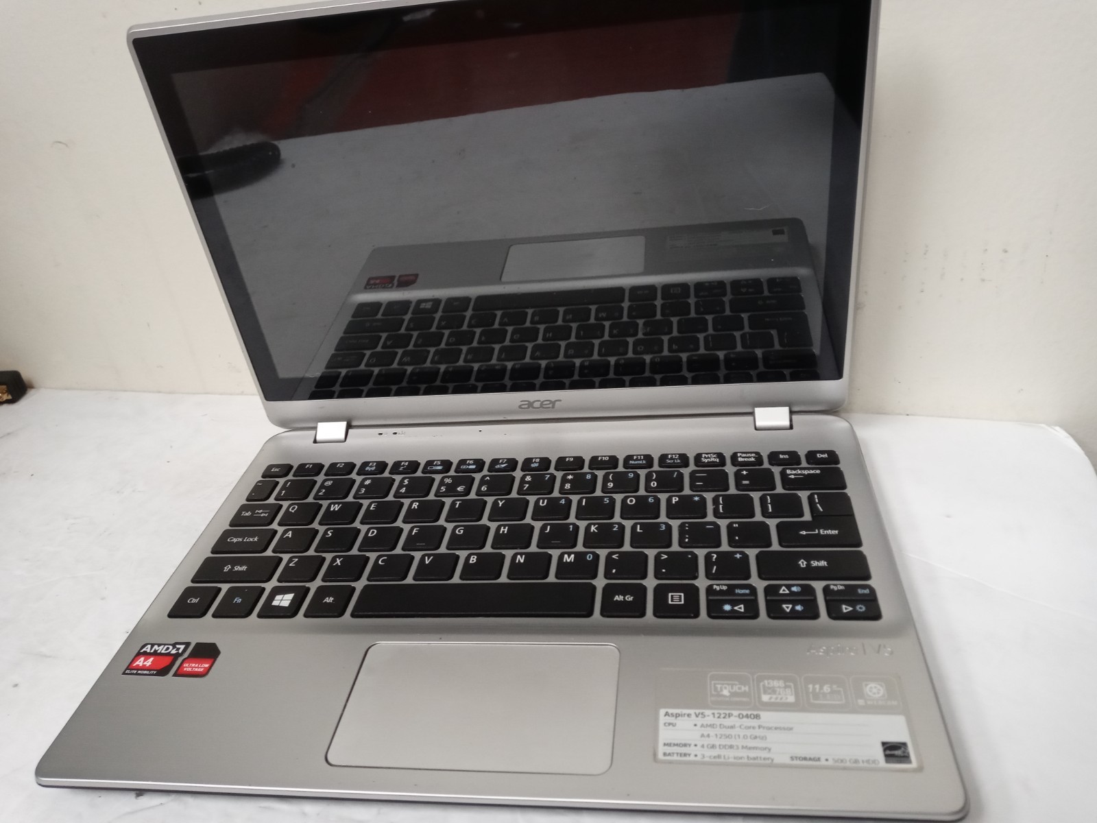 Acer Aspire V5 11″ Notebook V5-122P-0408 AMD A4-1250 1.0GHz 4GB RAM *READ DESCR*