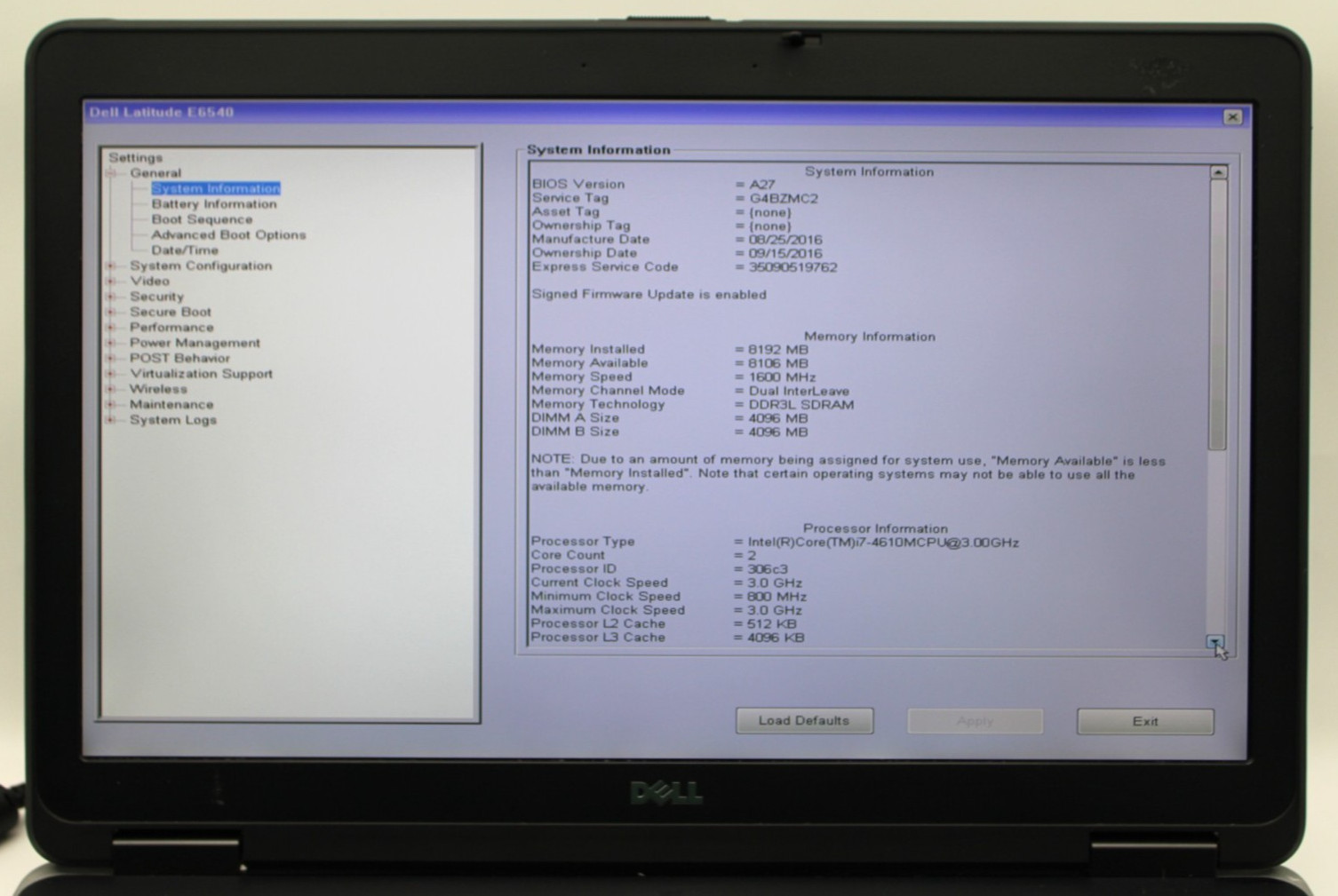 Dell Latitude E6540 i7-4610M@3.0GHz 8GB DDR3 NO STORAGE OR OS *USED/TESTED*