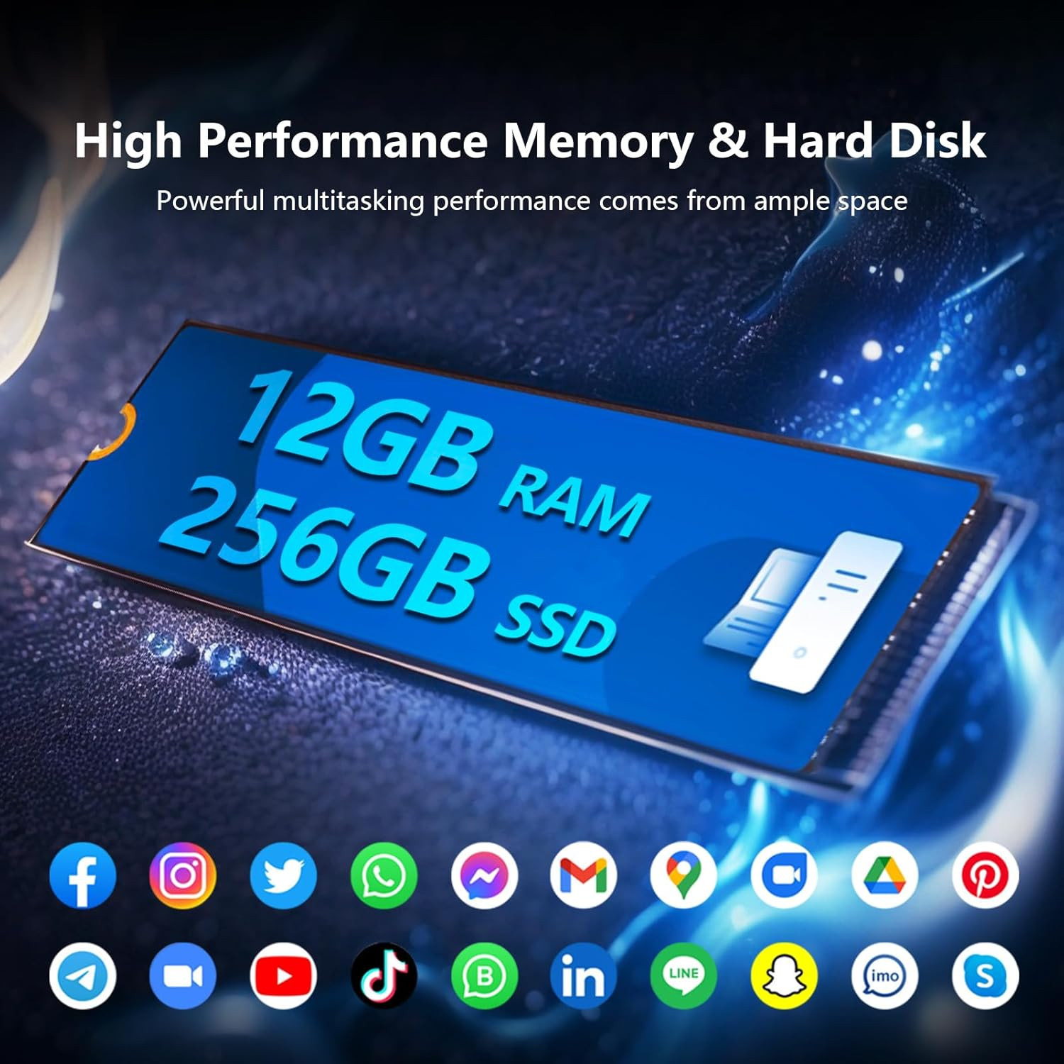 10.1″ 2 in 1 Tablet/Laptop Computer, 12GB RAM+256GB SSD, Touchscreen Laptops wit