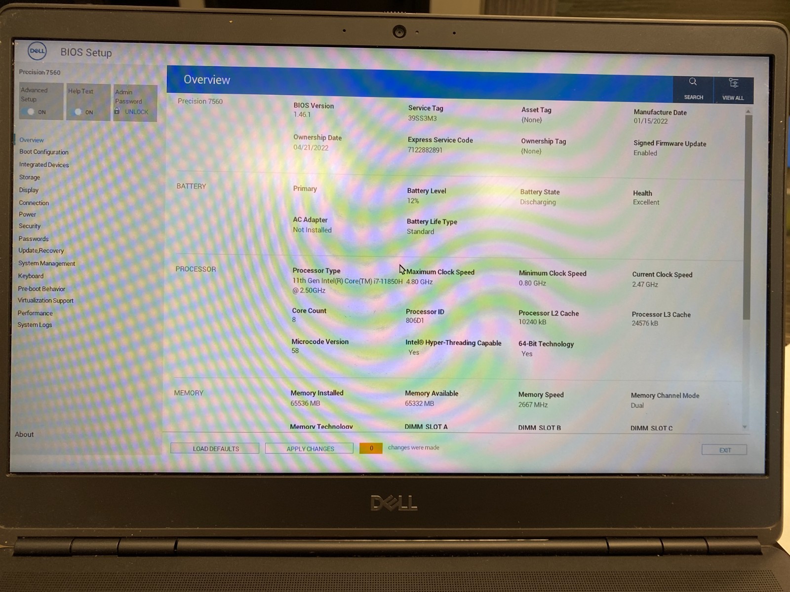 Dell Precision 7560 i7 32GB DDR4 2x 500GB SSD NVIDIA T1200 W11P – Missing Keys