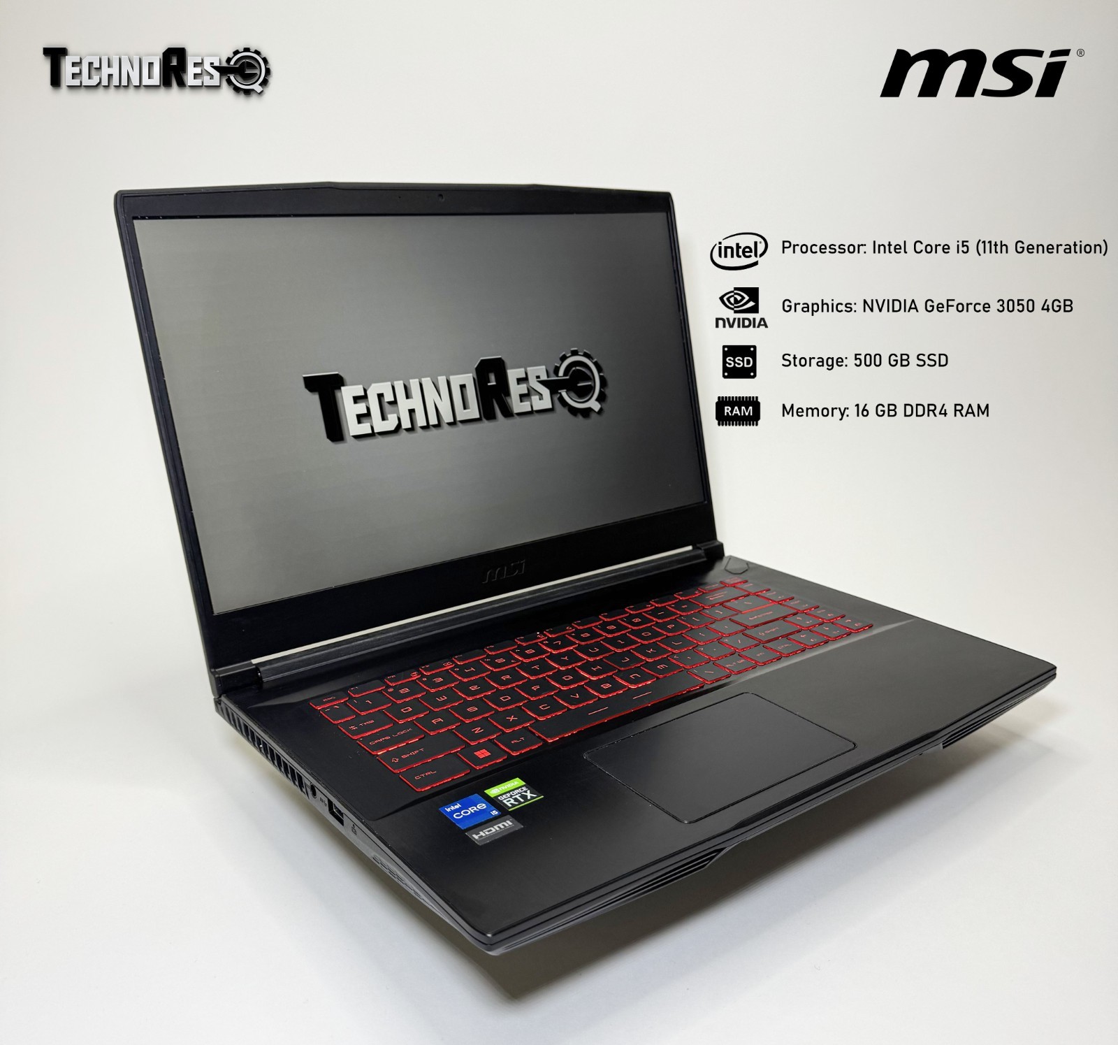 MSI GF63 Gaming Laptop – i5 11th Gen, NVIDIA RTX 3050 4GB, 16GB RAM, 500GB SSD