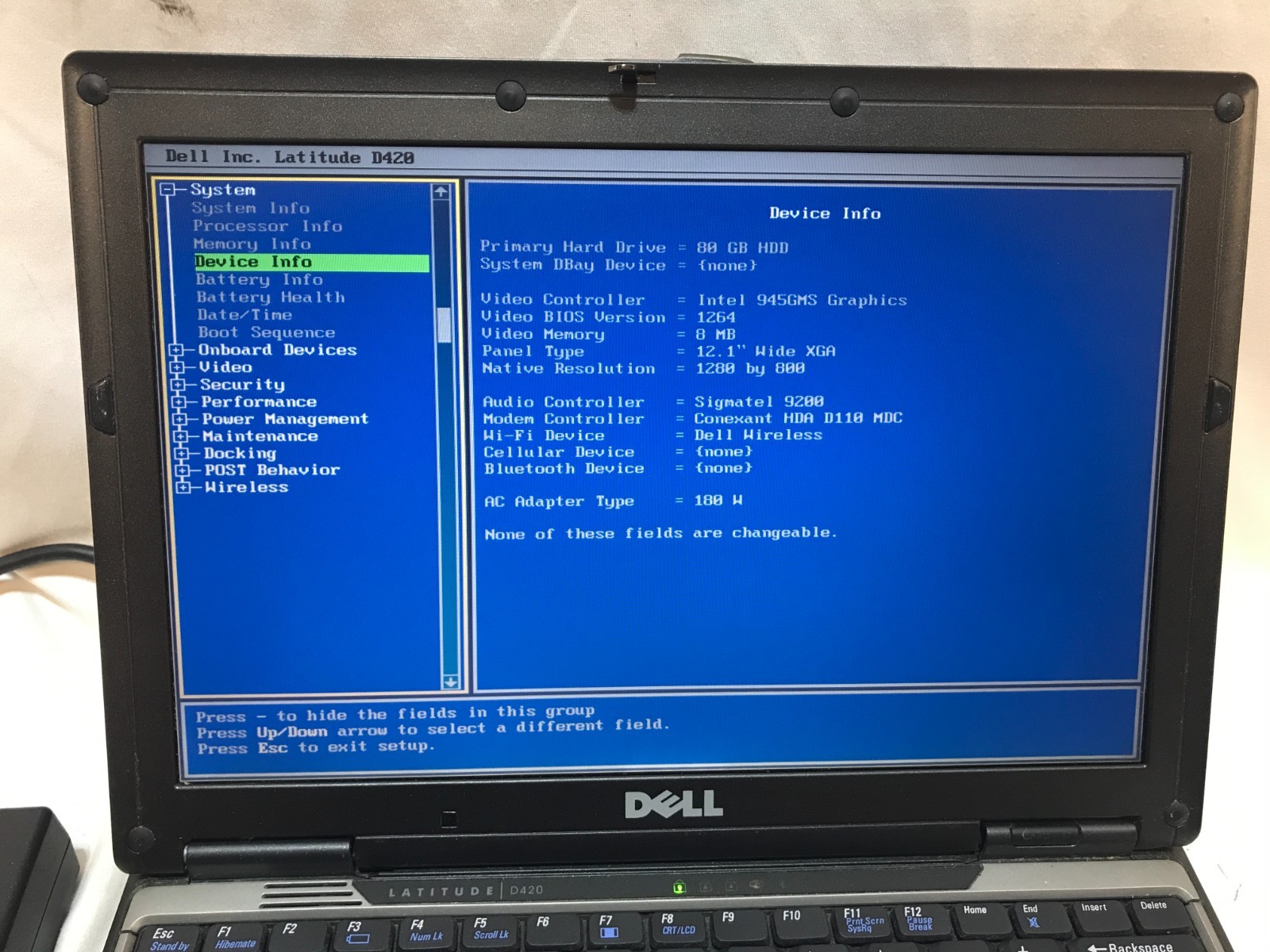 Dell Latitude Laptop D420 Duo Core 1GB 80HD Serial Windows XP Charger Vintage