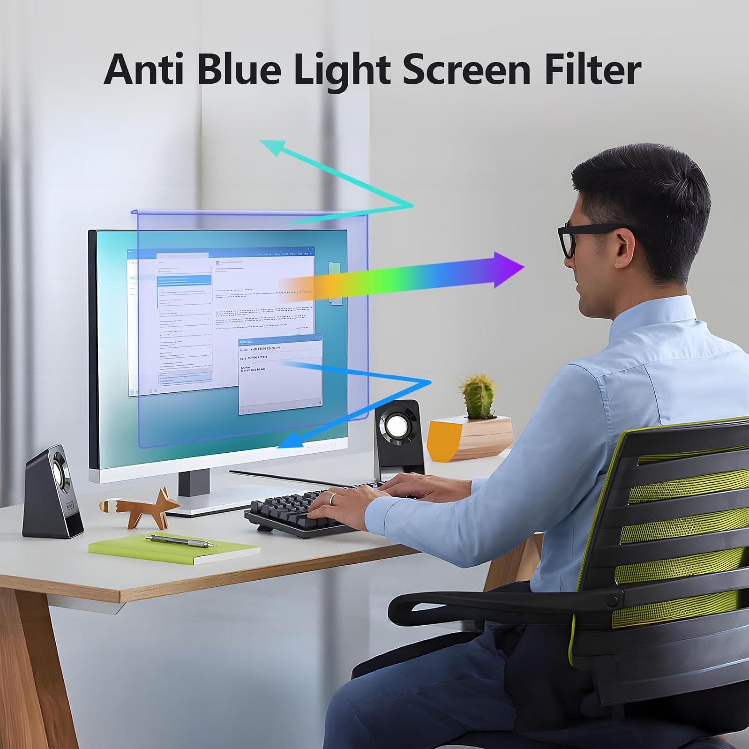 Anti Blue Light Screen Protector for 20 to 22 Inch Monitors – Eye Protection Shi