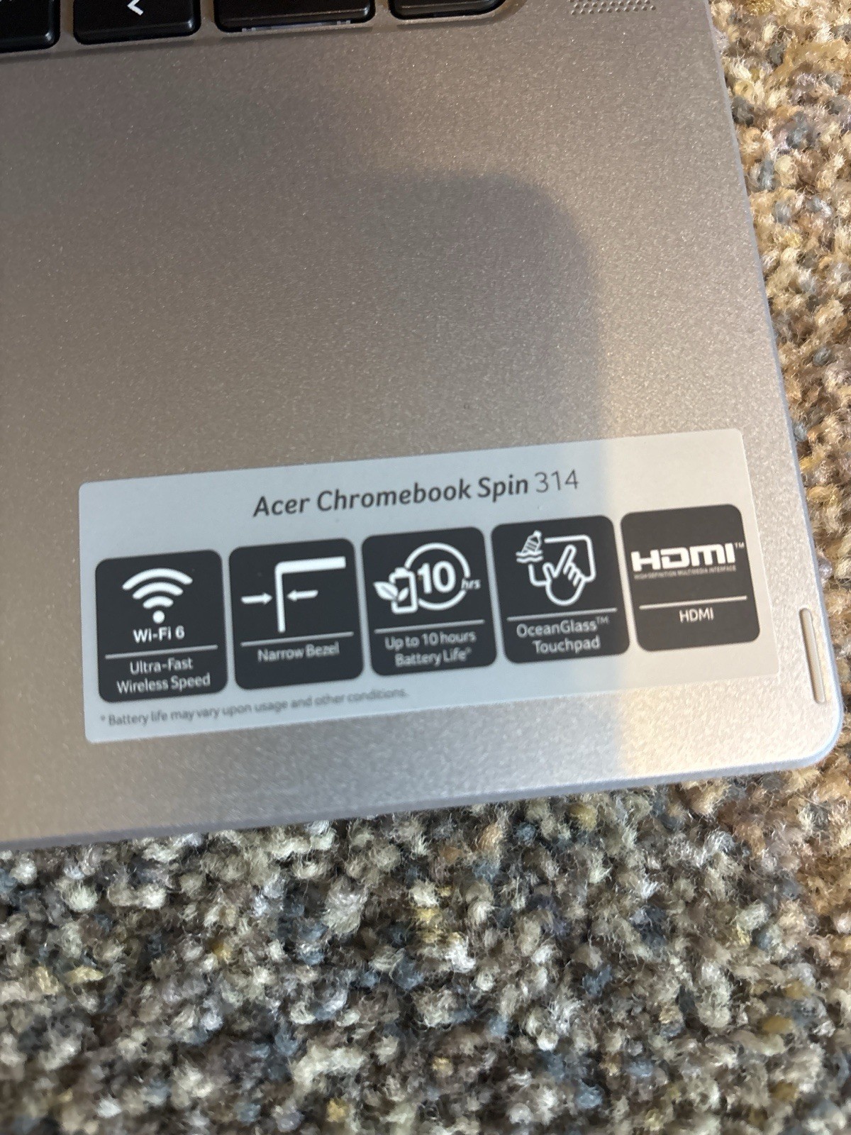 Acer Chromebook Spin 314 14″ Touchscreen Laptop Silver Wi-Fi 6 HDMI Webcam