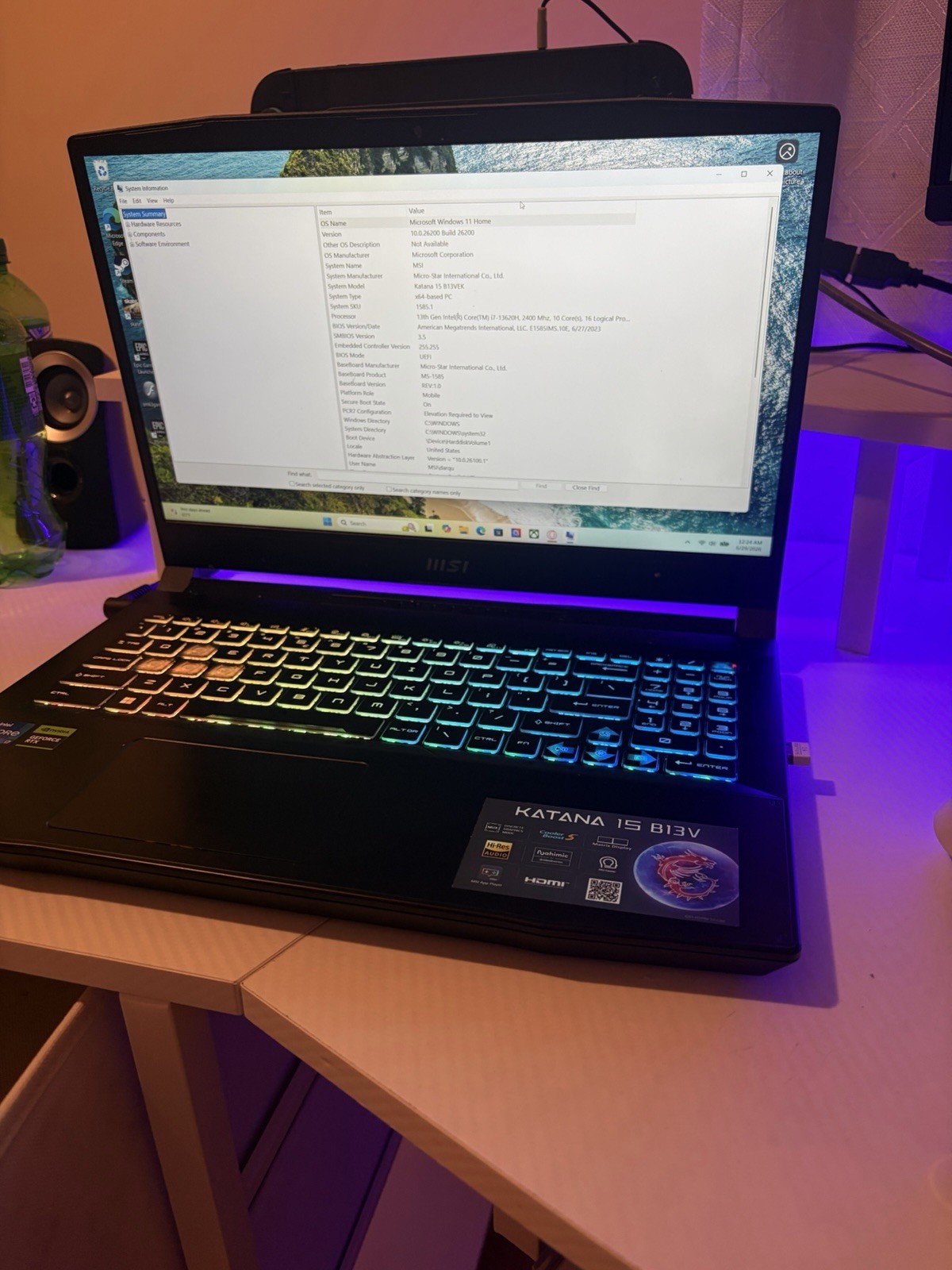 MSI Katana 15 B13VEK 15.6in i7 Gaming Laptop Win 11 Home Black Backlit KB