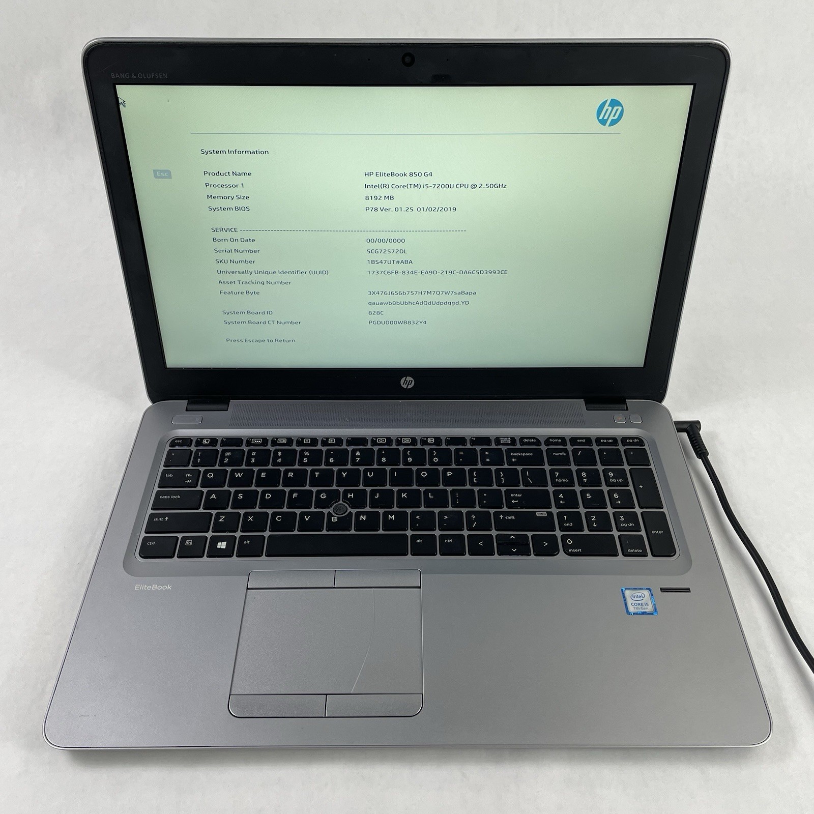 HP EliteBook 850 G4 15.6″ i5-7200U 2.50 GHz 8 GB RAM No SSD No OS No Batt – READ