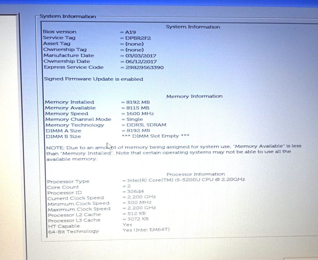 Dell Latitude 3560 15.6″HD i5-5200u@2.20GHz 8GB DDR3L RAM No HDD No OS MC670!