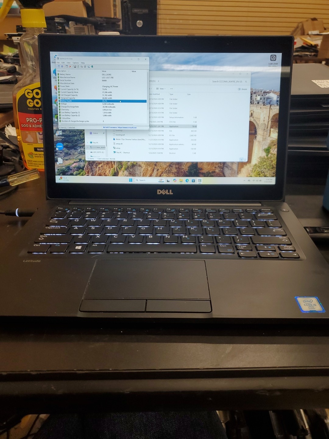 Dell Latitude 7280 Touchscreen 256GB SSD, i5-6300U 16GB Laptop 71625-2 K Poor KB