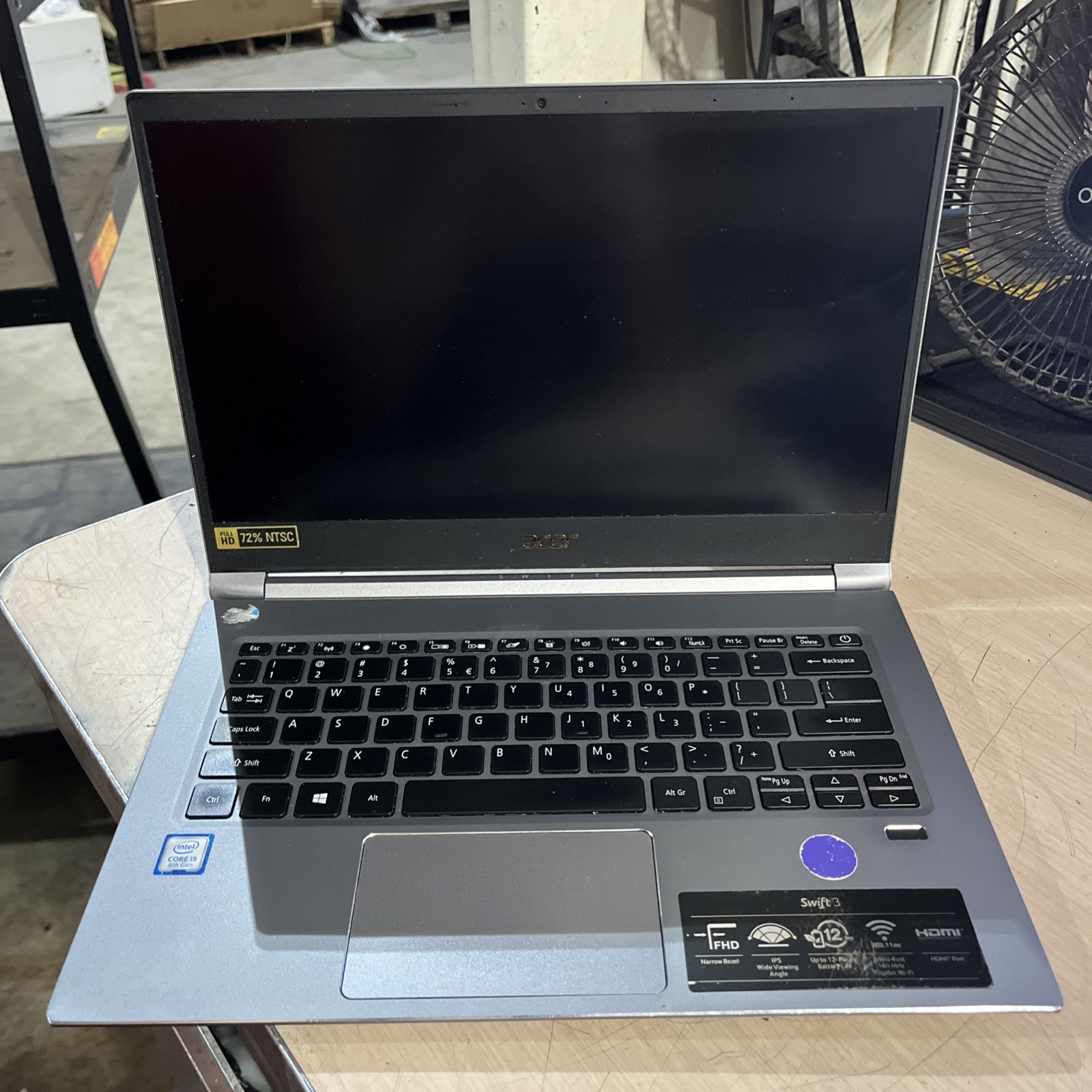 ACER SWIFT 3 INTEL CORE I5 8TH GEN 8GB RAM NO HD ,
