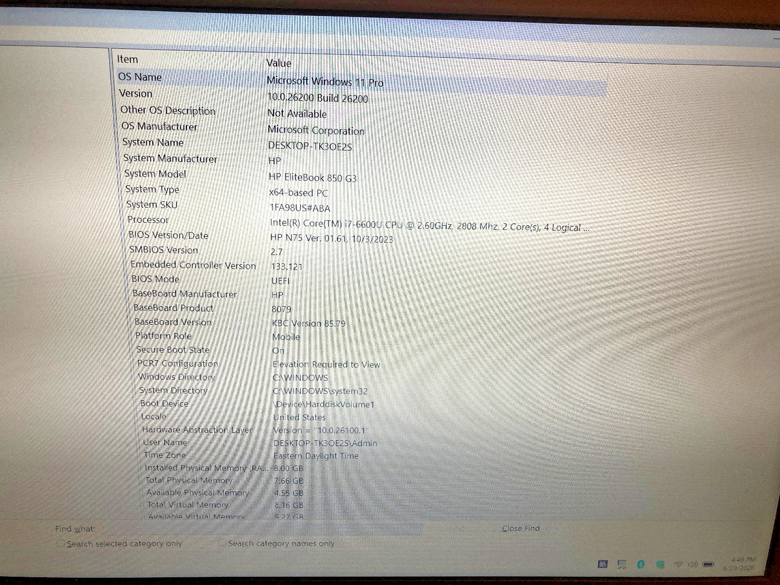 HP EliteBook 850 G3 15.6″ Laptop – i7-6600U 2.60GHz 8GB RAM 256GB SSD WIN 11 PRO