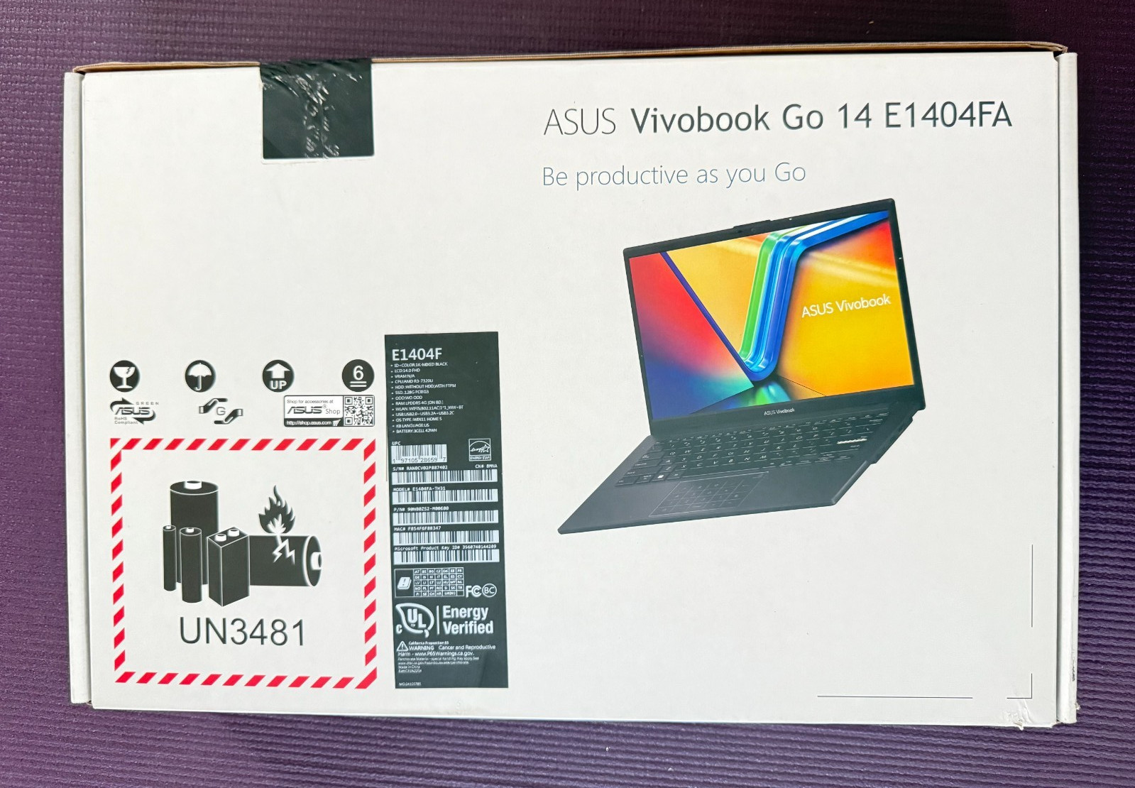 ASUS 14″ Laptop – AMD Ryzen 4GB RAM 128 SSD Black (E1404FA-TH31)