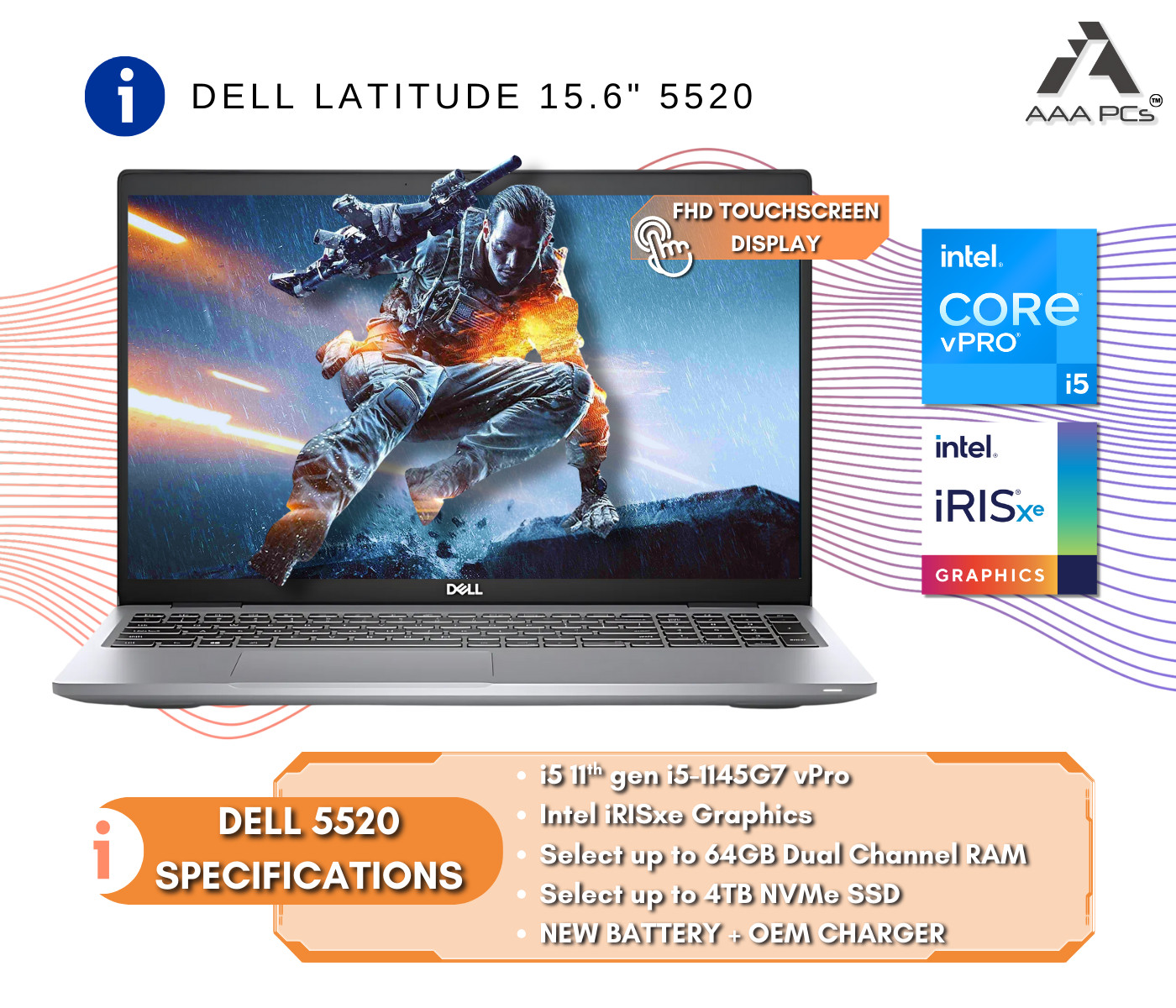 Dell Latitude 5500 Laptop PC Intel Core i5 4.10GHz 64GB RAM 4TB SSD Win 11 Pro