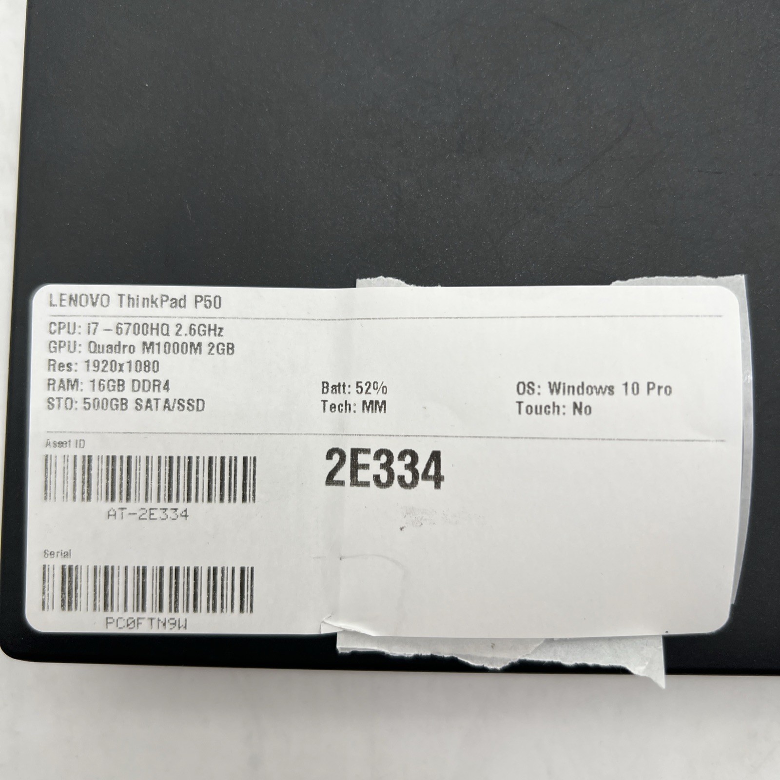 LENOVO ThinkPad P50 i7 6700HQ 2.6GHz 16GB RAM 500GB SATA/SSD Win10P