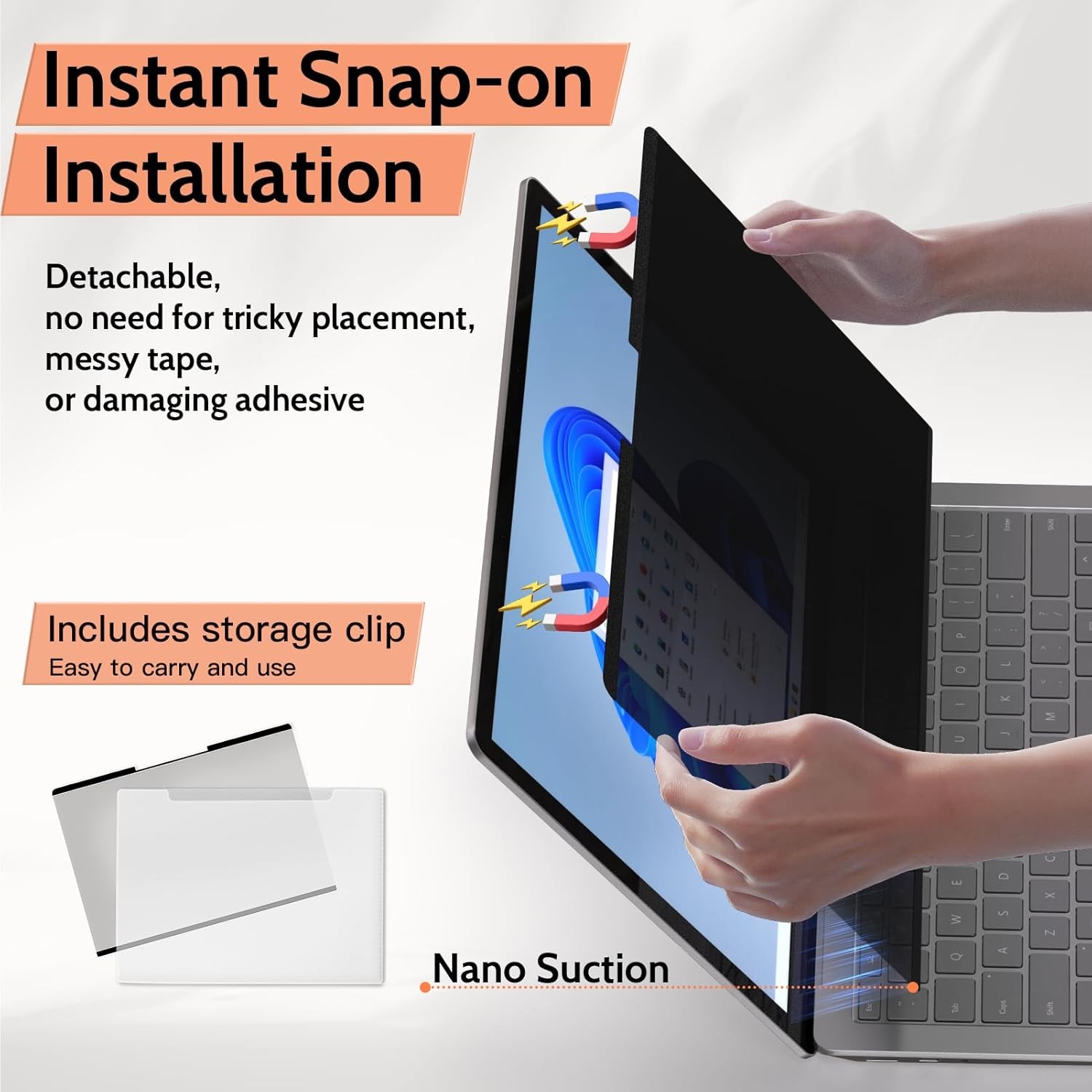 Magnetic Privacy Screen for 12.4 inch Microsoft Surface Laptop Go 3/2/1 Removabl