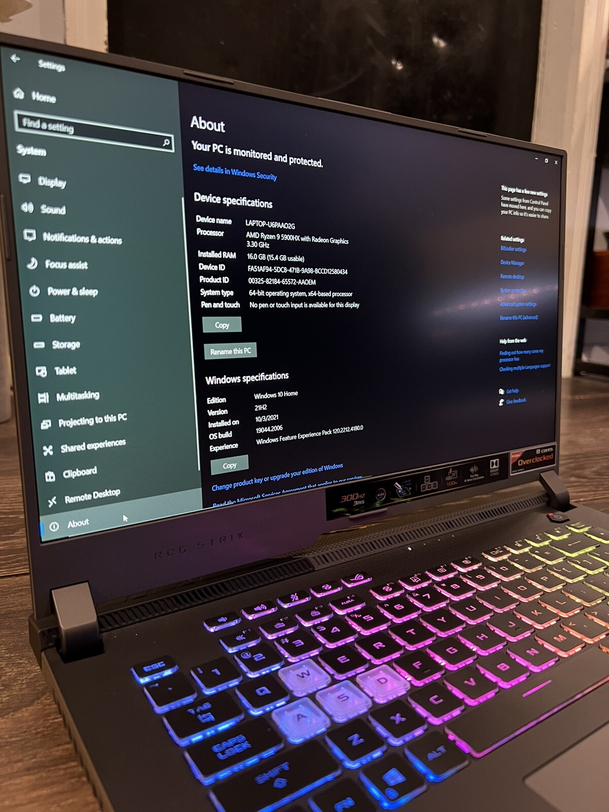 ASUS ROG Strix G15 15.6″ 300Hz GeForce RTX 3060, Ryzen 9 5900HX, 1TB+ 512GB SSD