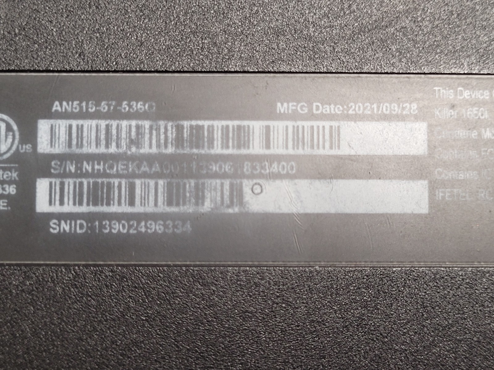 ACER Nitro AN515-57 15.6″ i5-11400h 2.7ghz 16gb ram no ssd*parts READ 9061833400