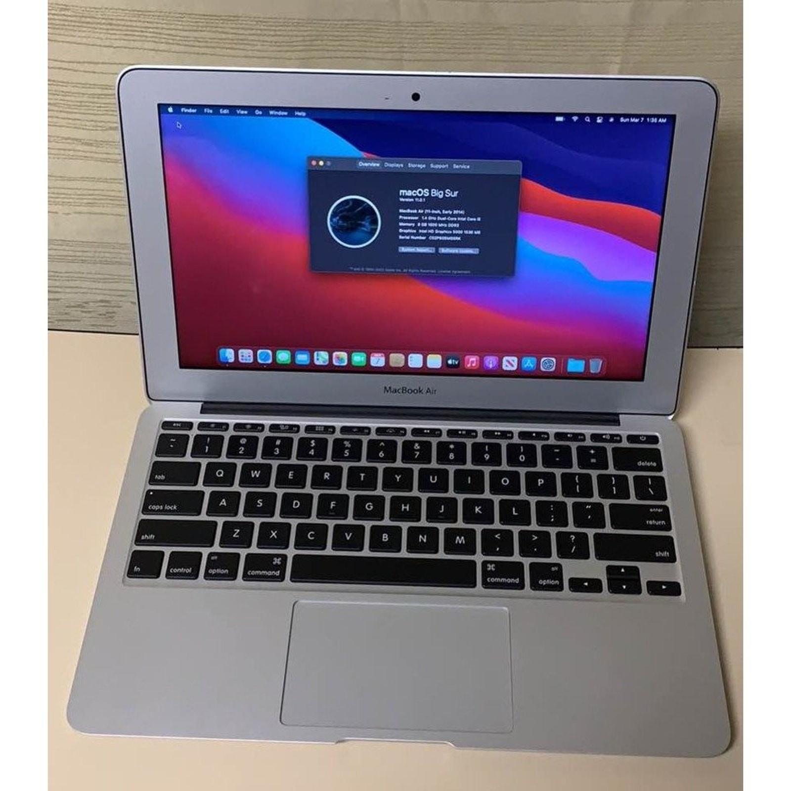 Apple MacBook Air 2013 13 inch i5 1.30GHz 4GB RAM 128GB SSD MacOs Big Sur 11