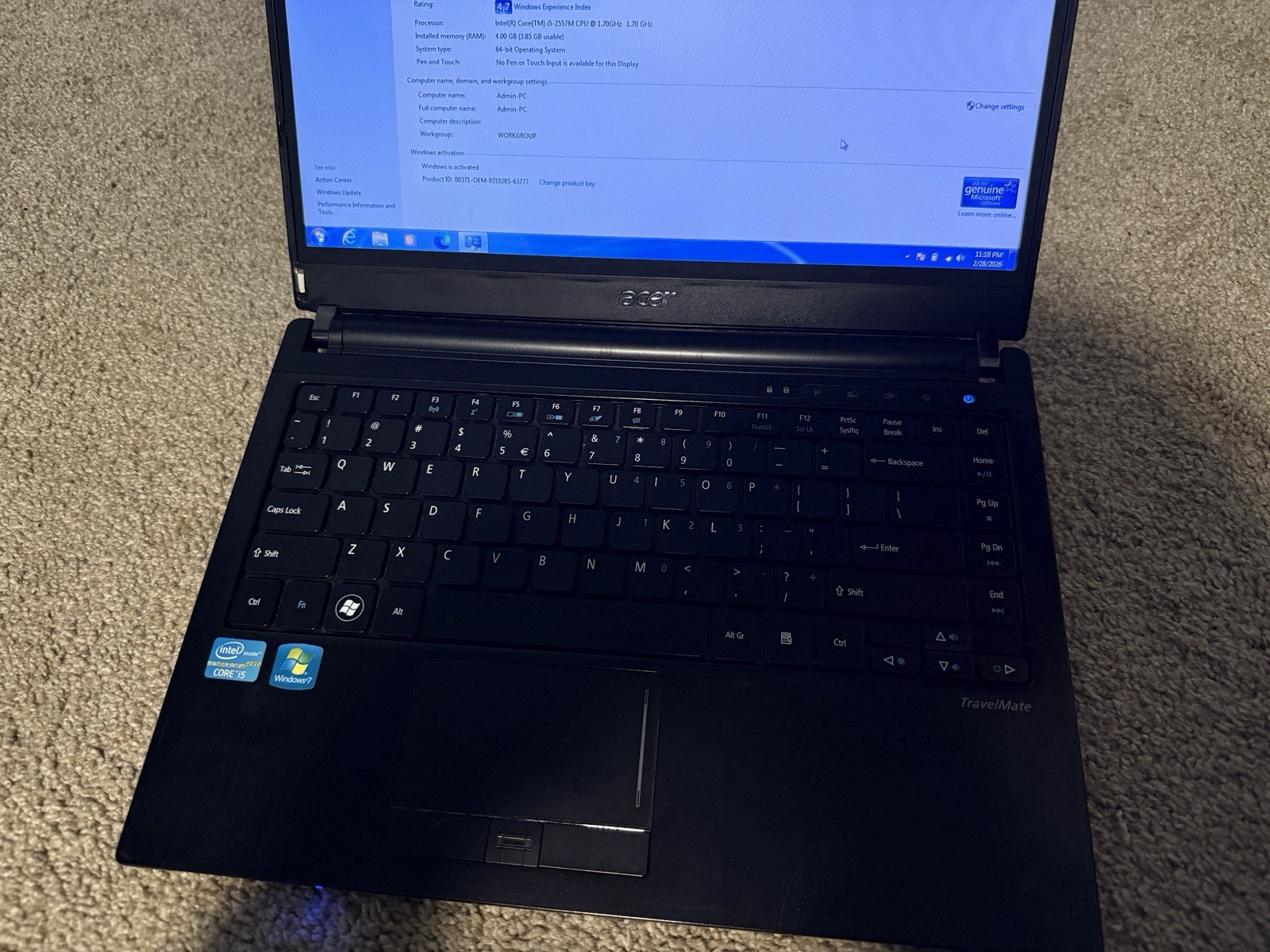Acer TravelMate 8481 Series Laptop