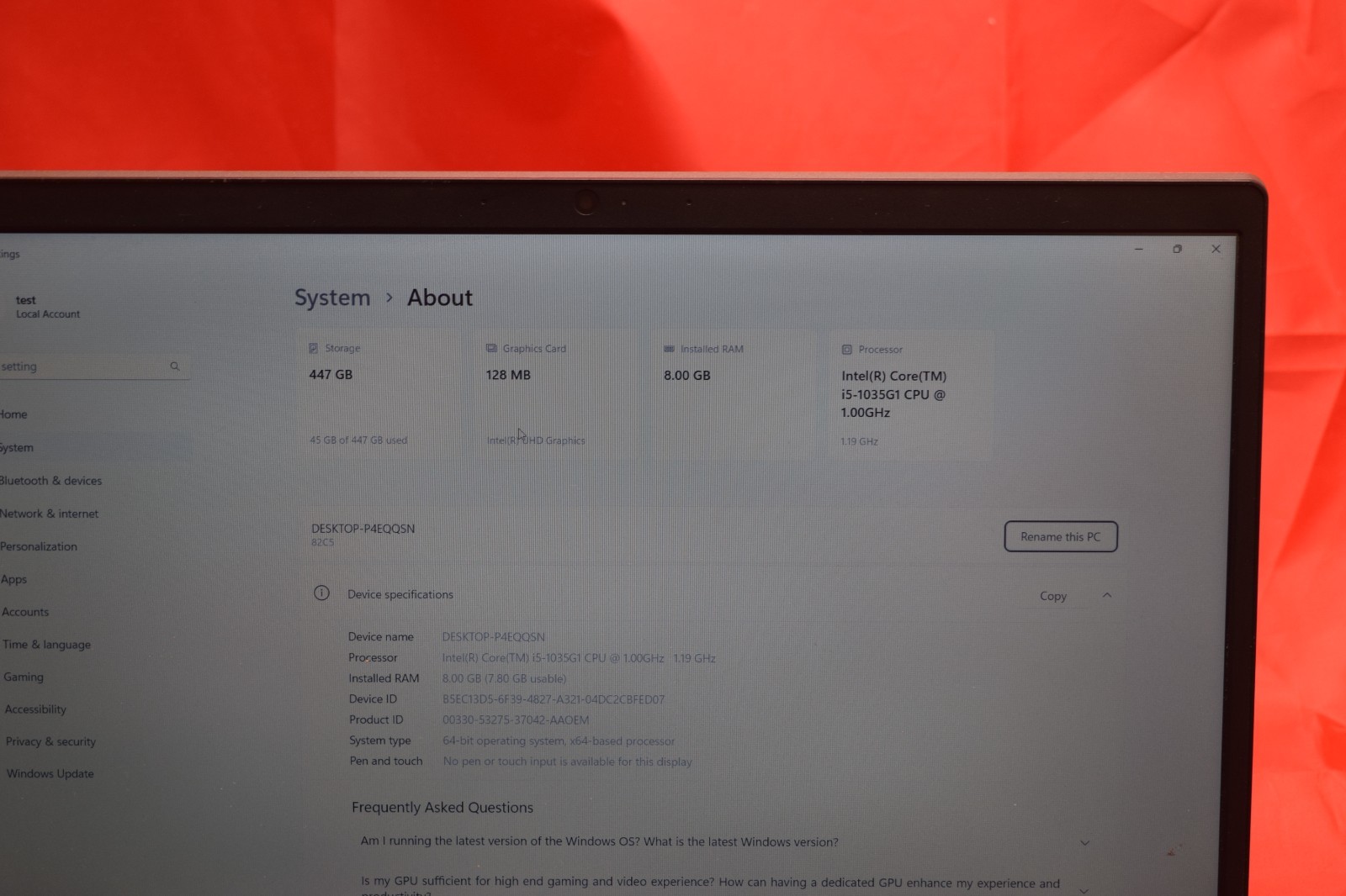 Lenovo V15-IIL Intel Core i5-1035G1 / 8GB RAM / 512 GB SSD/ 1.00Ghz/W11p
