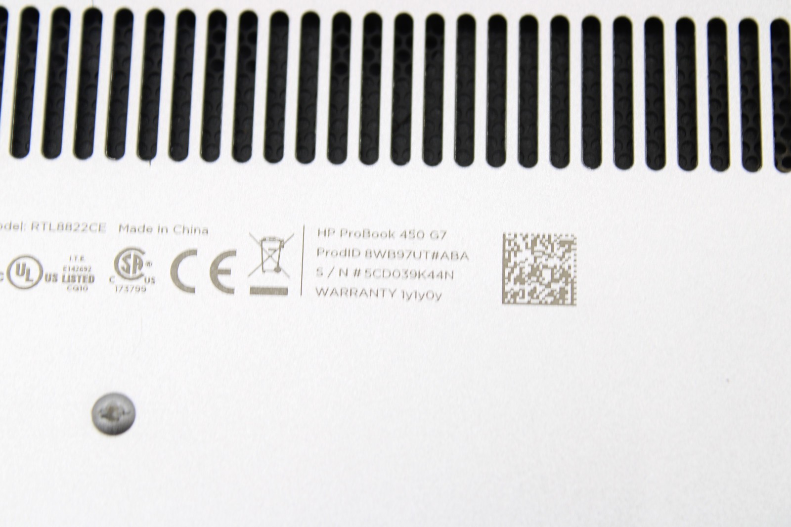 HP ProBook 450 G7 – Intel Core i5-10210U, No SSD/RAM/Battery – See Desc