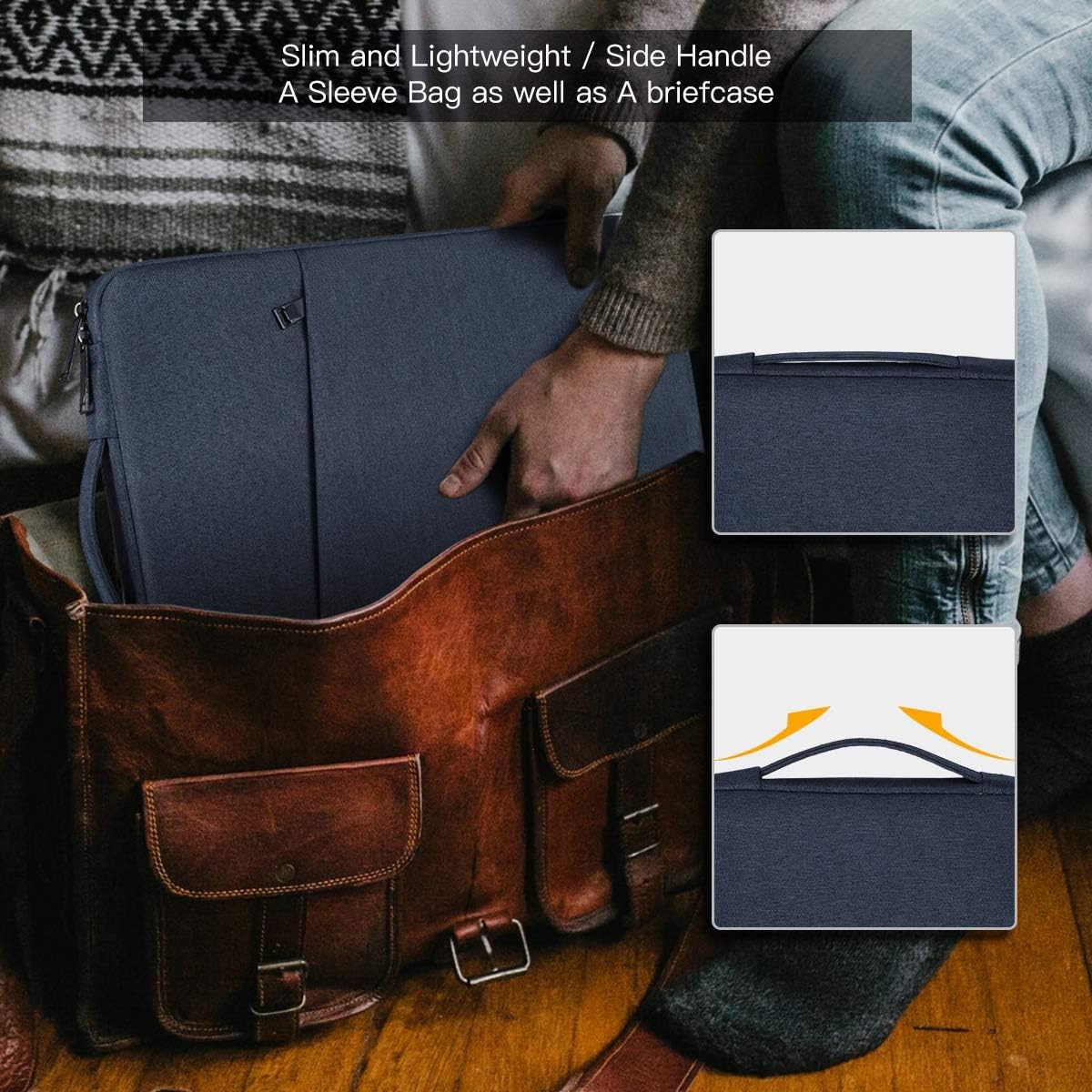 Navy Blue 14 inch Laptop Sleeve Case for Lenovo ThinkPad E14 T14/IdeaPad, HP 5