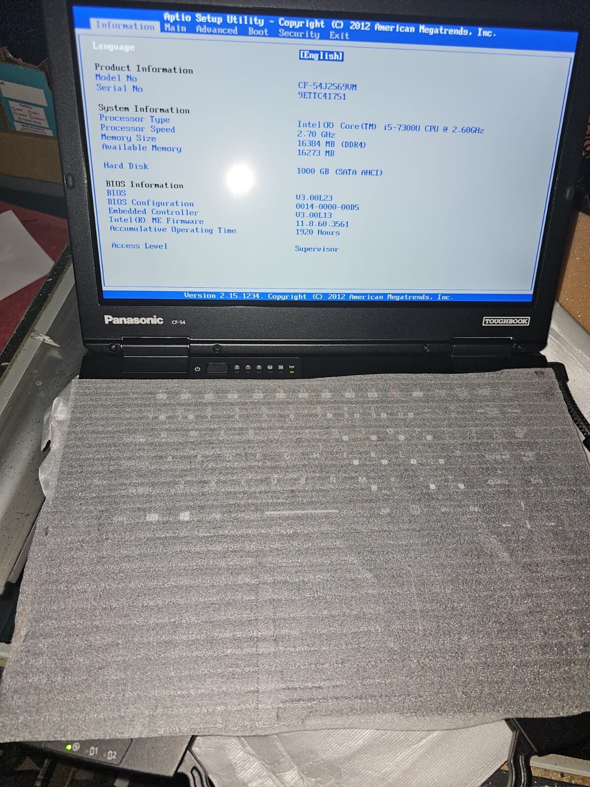 TOUCH SCREEN/ddr4/Panasonic Toughbook CF-54/mk3 Core i5-7300 2.6/CF-54J2569VM