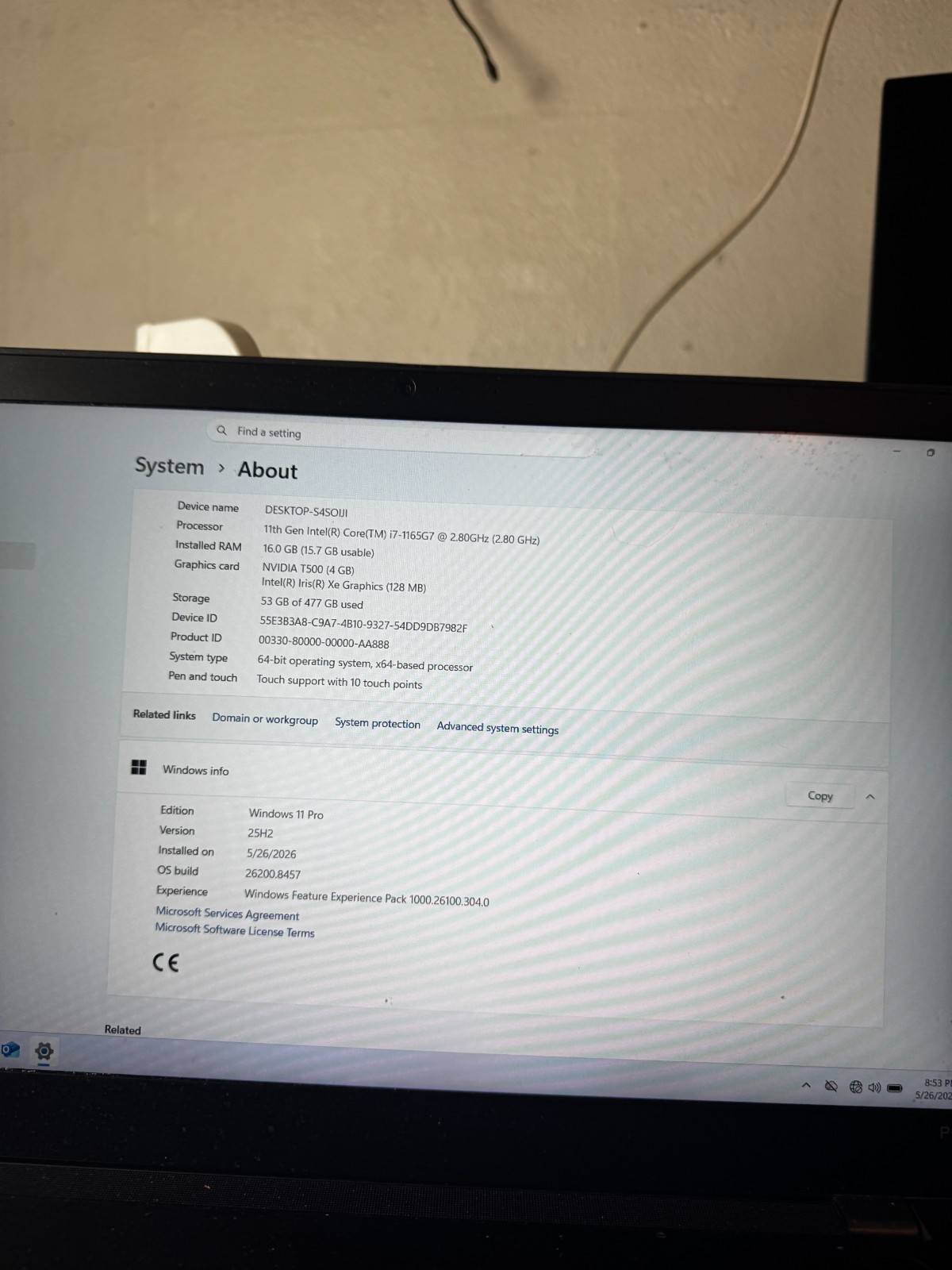 Lenovo ThinkPad P15S Gen1 i7-1165G7 16GB RAM 500GB 2GB GPU Laptop #5791