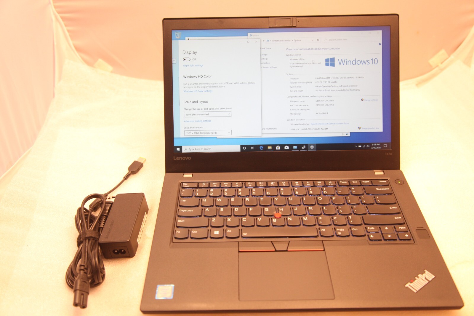 Lenovo ThinkPad T470 14″ Intel Core i7-6500U 8GB RAM 180GB SSD 1080P Win10Pro