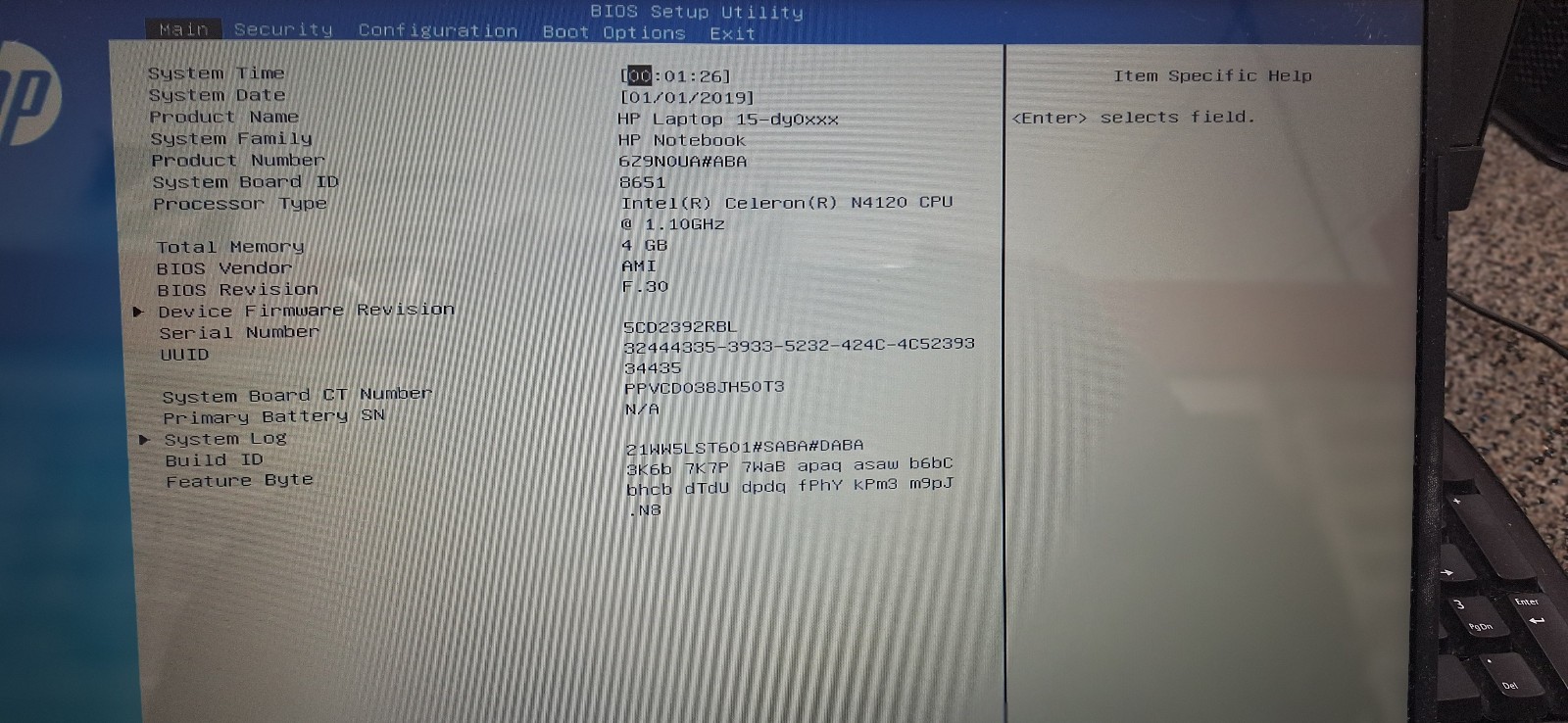 HP Laptop 15-DYQ0703DS N4120, 4GB FOR PARTS OR REPAIR ONLY!