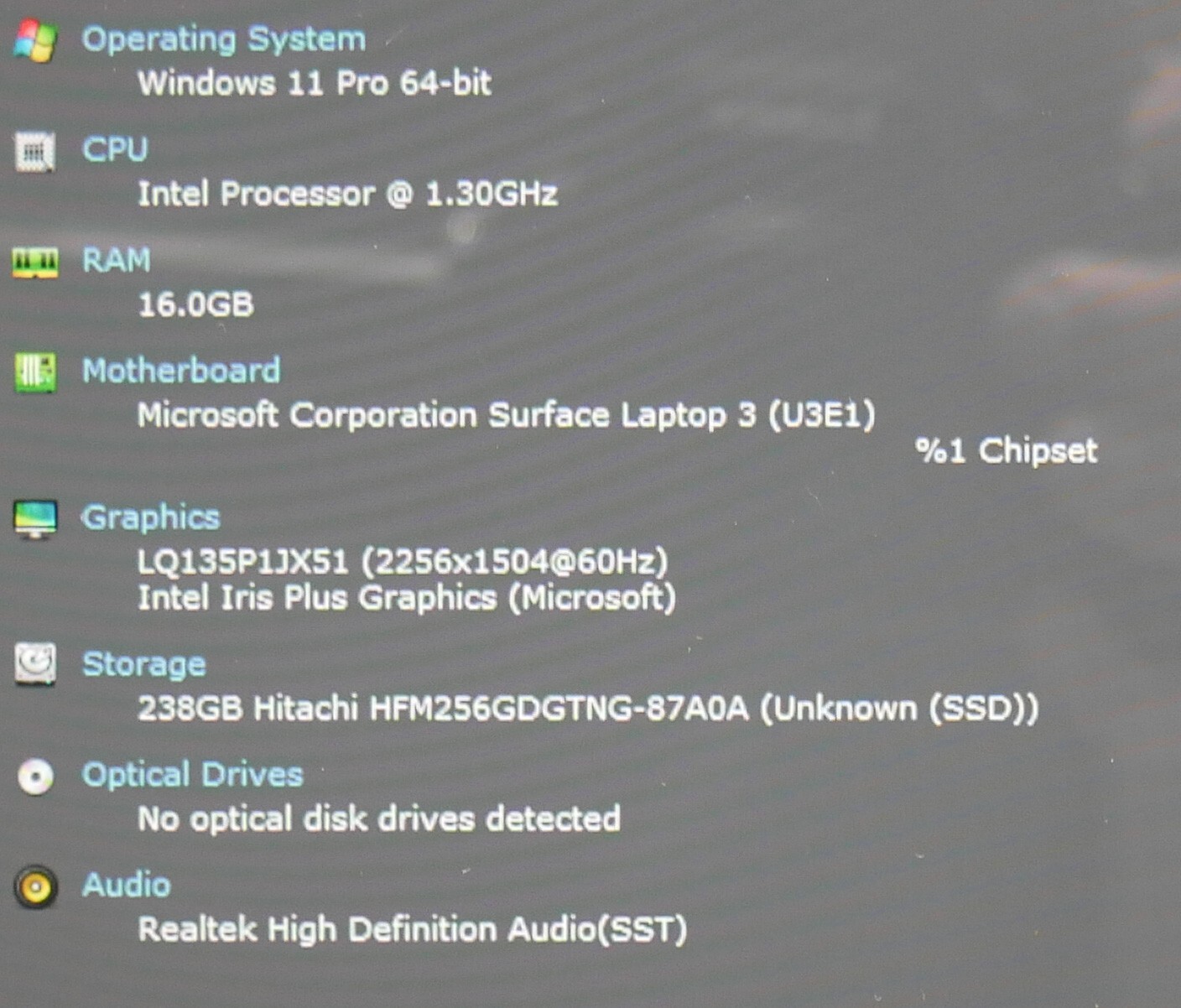 MICROSOFT SURFACE LAPTOP 3 Intel i7-1065g7 16 GB RAM 256 GB SSD Windows 11 Pro