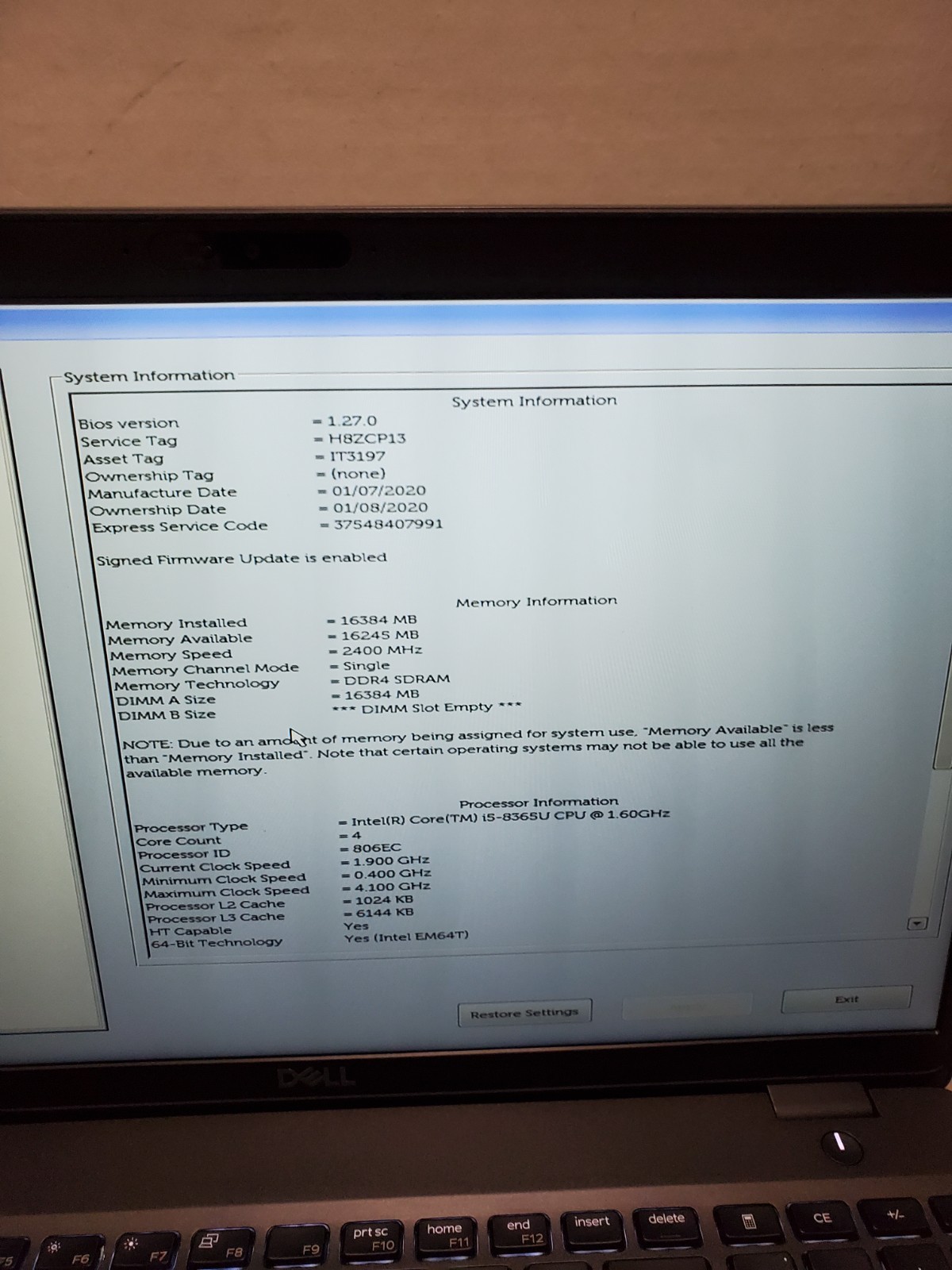 Dell Latitude 5500 Core i5-8365U 1.60GHz 16GB RAM 256GB SSD Win11 #69