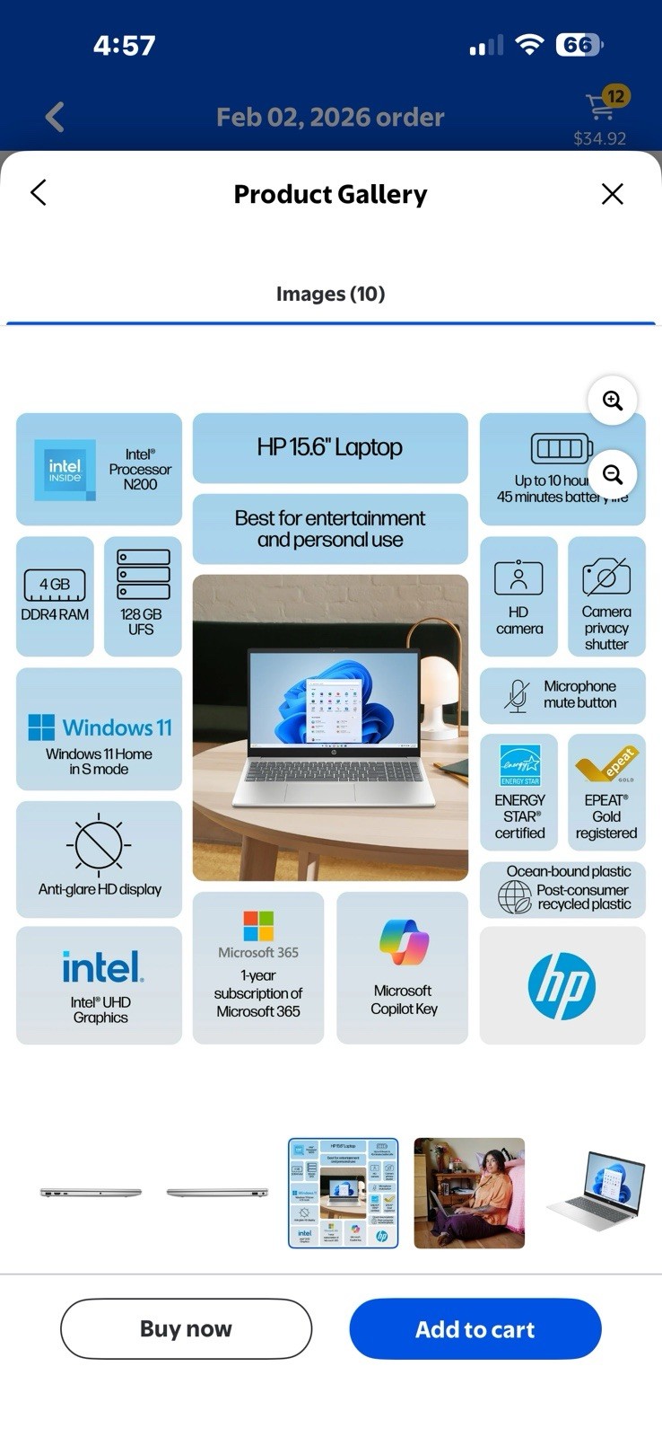 HP 15.6” laptop (see pictures for specs /details)