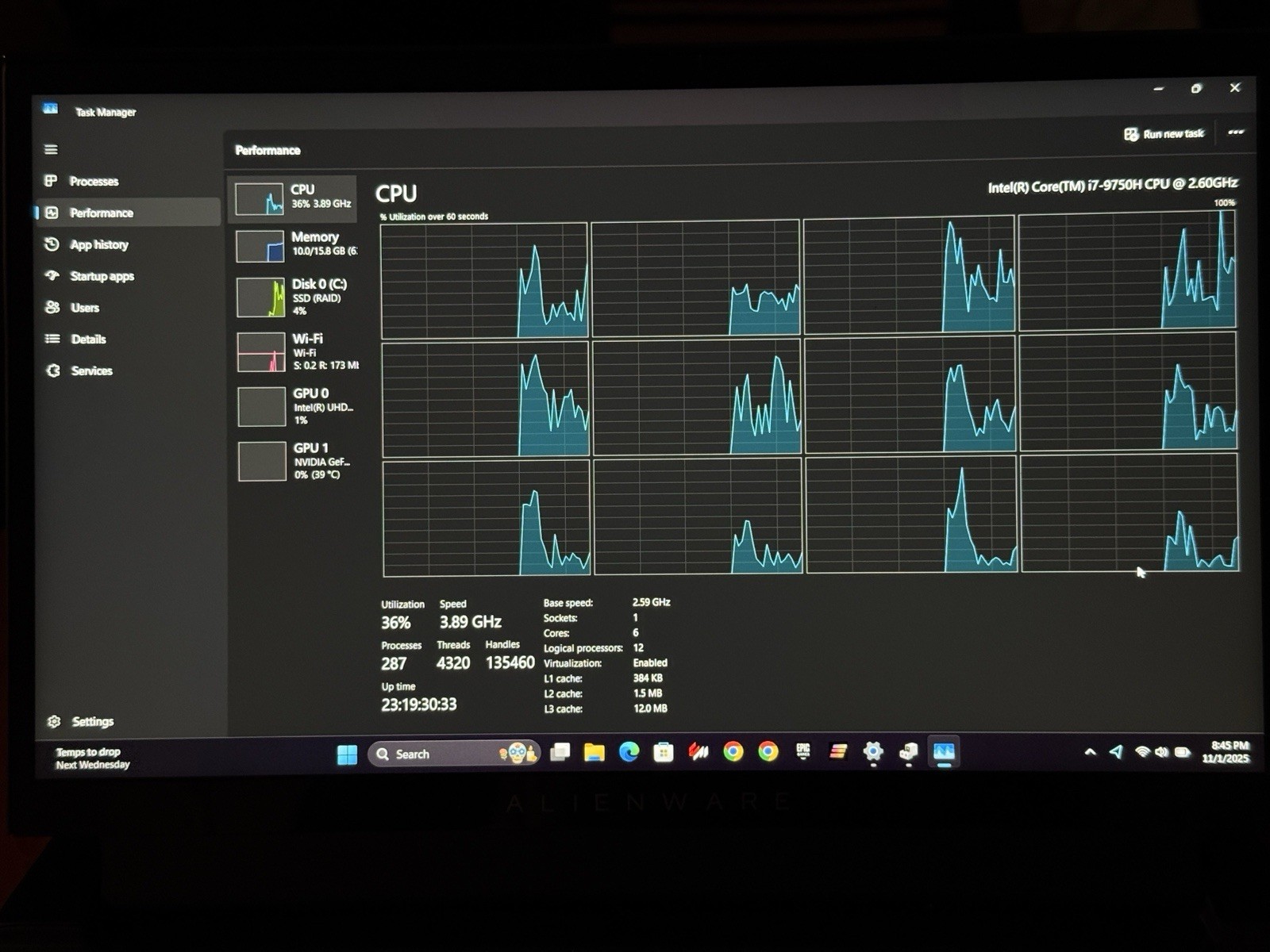 Alienware m15 Gaming Laptop Intel i7-9750H 16GB RAM 1TB SSD NVIDIA 15″ Black