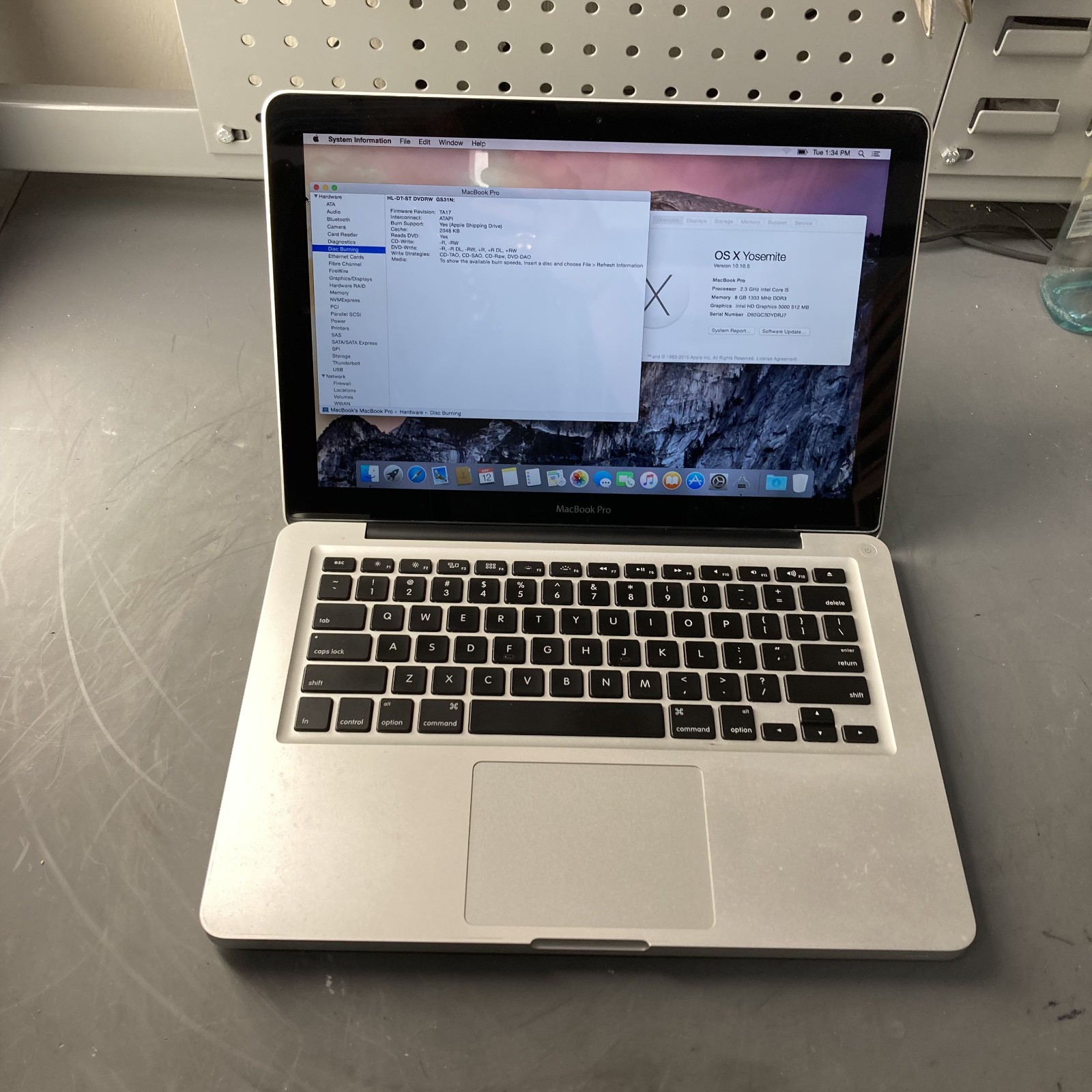 Apple MacBook Pro 13″ A1278 i5-2415M 2.3GHz 8GB RAM 750GB HDD MacOs Yosemite