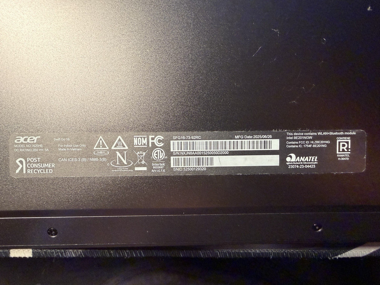 Acer Swift Go 16 SFG16-73-92RC Core Ultra 9 285H 32GB 1TB OLED Laptop