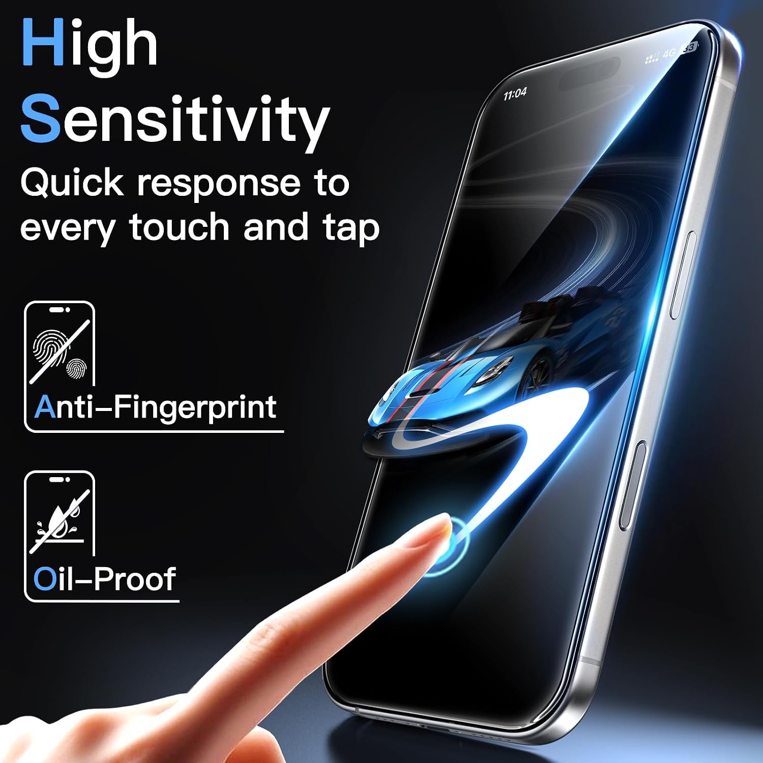 Screen Protector for iPhone 16 Pro 6.3-Inch, 9H Tempered Glass Film, HD-Clear