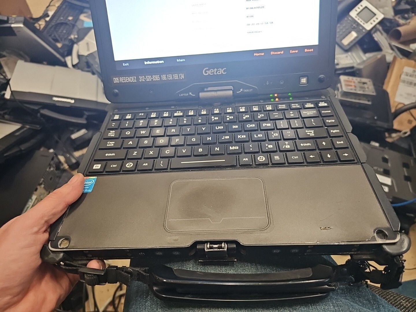 GETAC V110 Laptop Tablet Touch Screen i5-4300U 1.90GHz 8gB No HDD 9468hrs