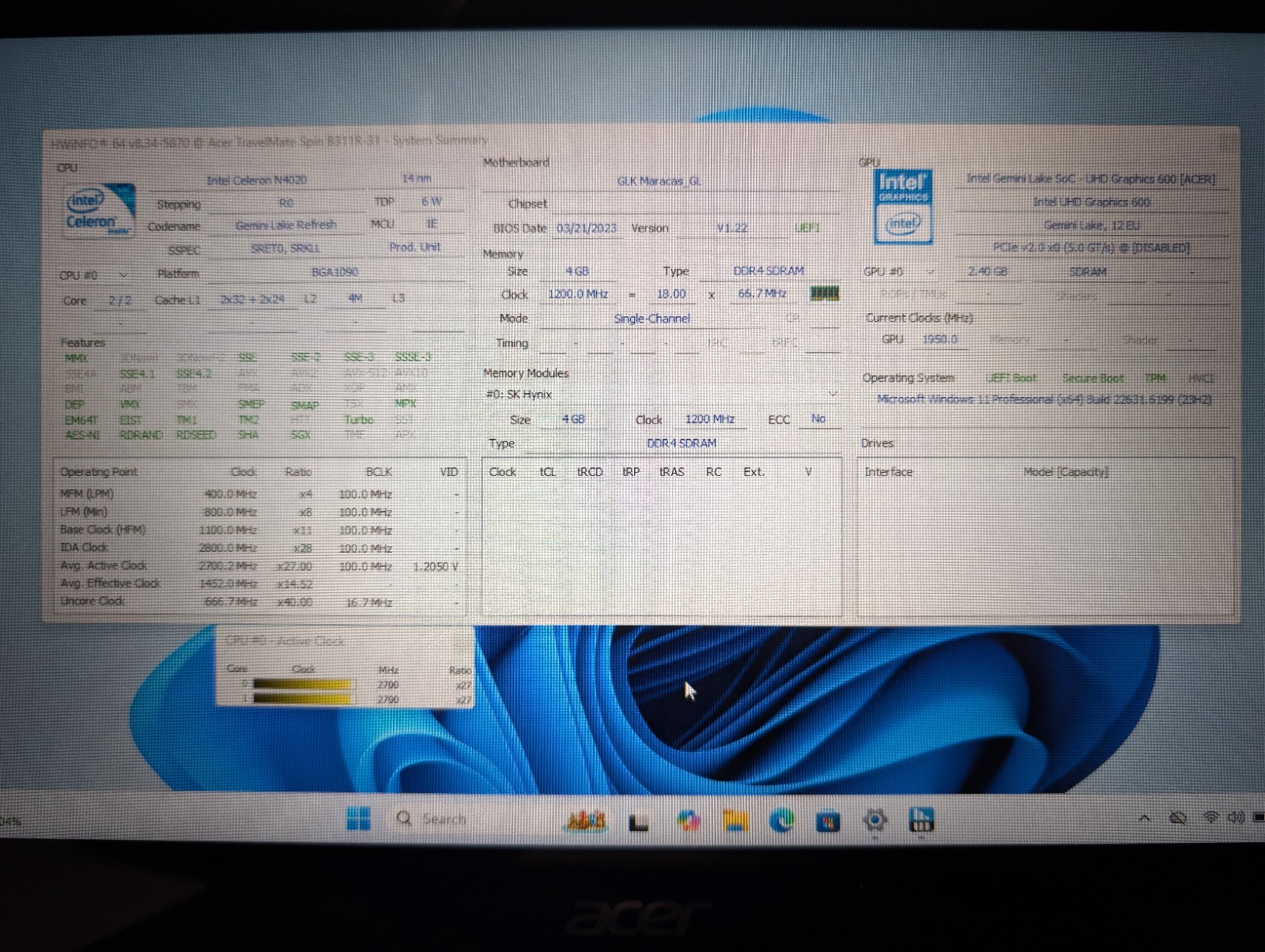 ACER TRAVELMATE SPIN 2-in-1 Touchscreen | CELERON N4020 4GB RAM 64GB SSD
