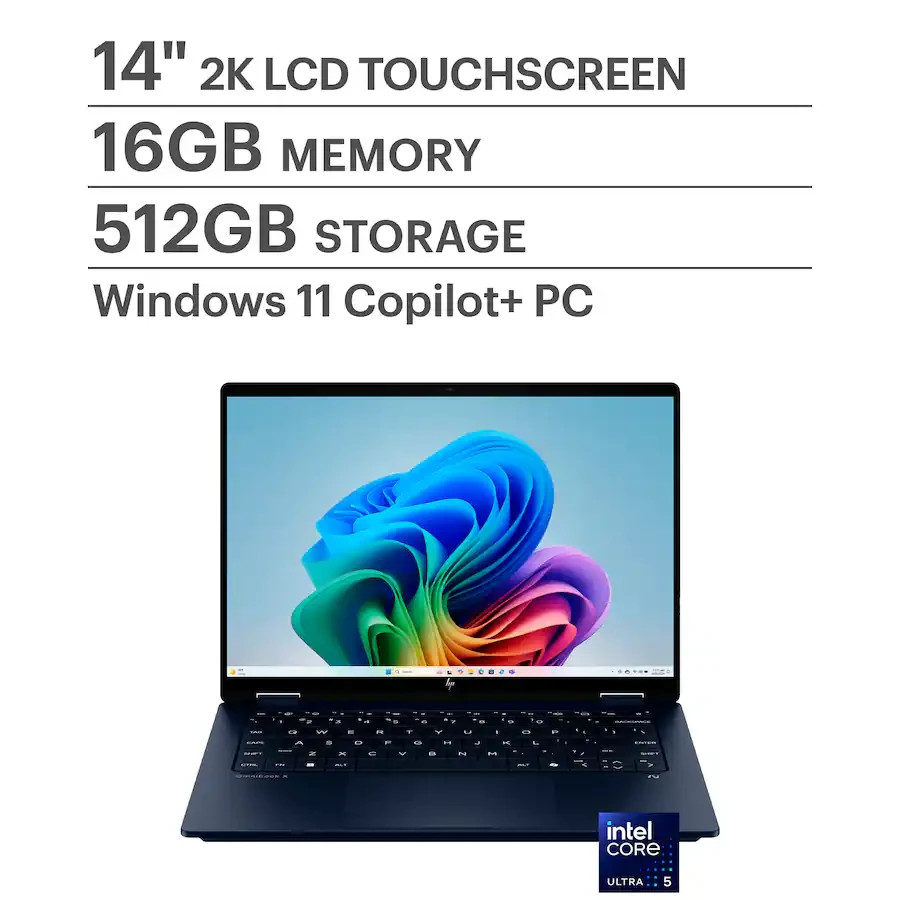 HP – OmniBook X Flip 2-in-1 – Copilot+ PC – 14″ 2K Touch-Screen Laptop – Intel C