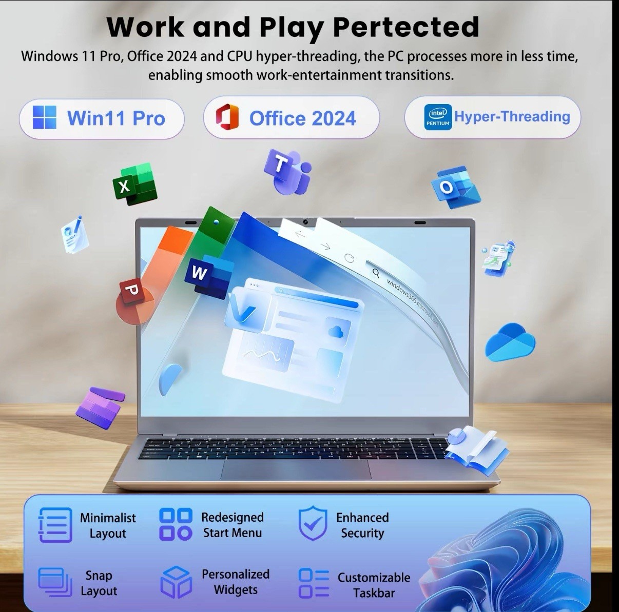 15.6-inch laptop computer Intel Pentium Gold 6500Y dual-core processor 16GB ram