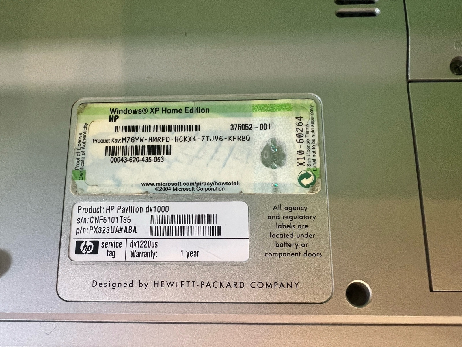 HP Pavilion Dv1000 Widescreen Laptop Computer With Carrying Case UNTESTED AS IS