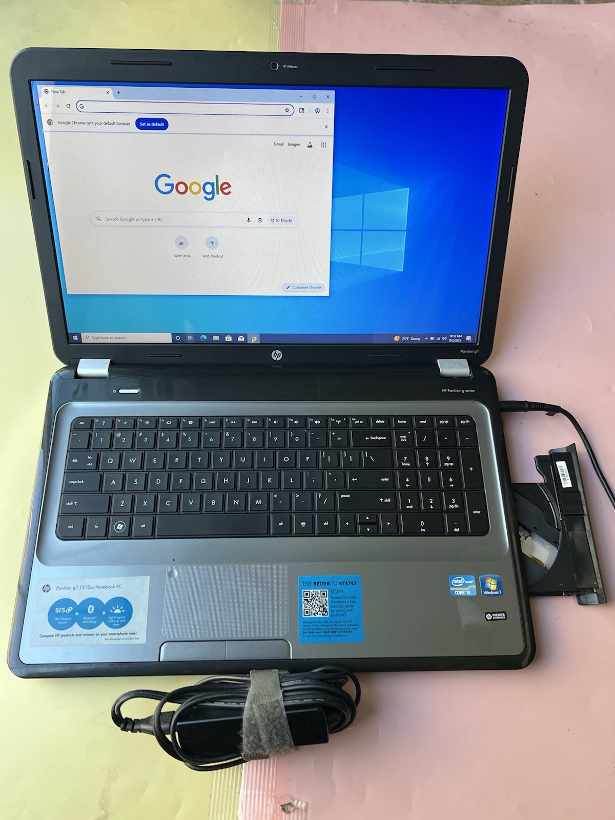 17″ HP Pavilion g7-1310us Core i3-2350M 8GB 128GB SSD WEBCAM BLUETOOTH 1600×900