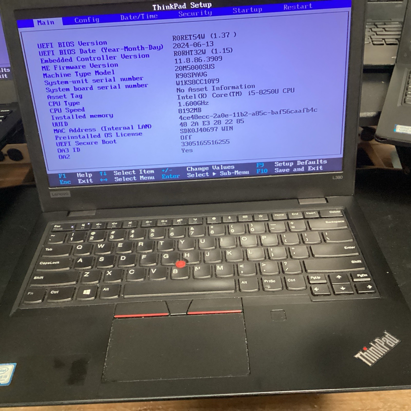 Lot of 5 Lenovo ThinkPad L380 i5-8250U@1.60GHz 4)8GB 1)24GB RAM 256GB SSD No OS