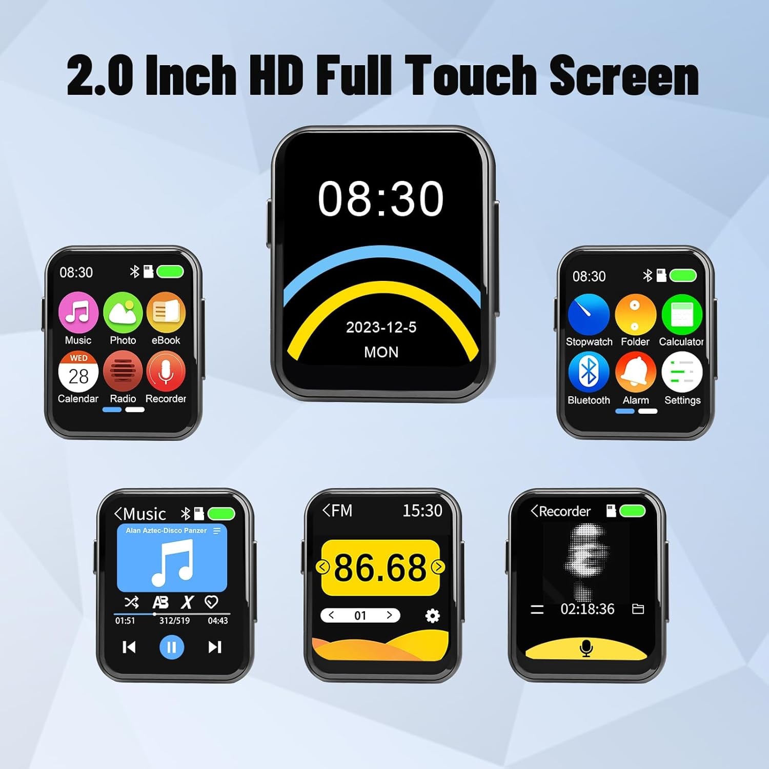 128GB MP3 Player with Bluetooth 5.3, Portable Digital Lossless Music Player with