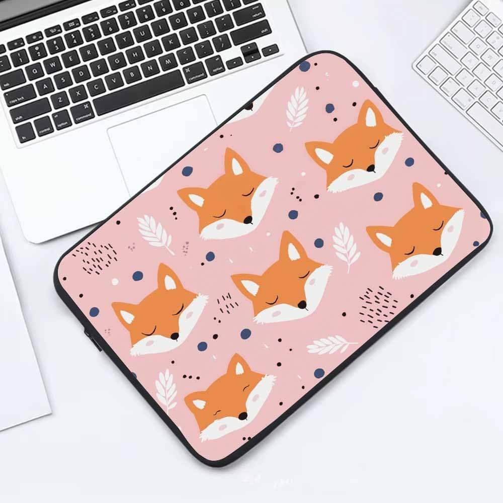 Cute Fox Orange Fox Woodland Animal Pink Laptop Sleeve Bag 15.4 15.6 Inch